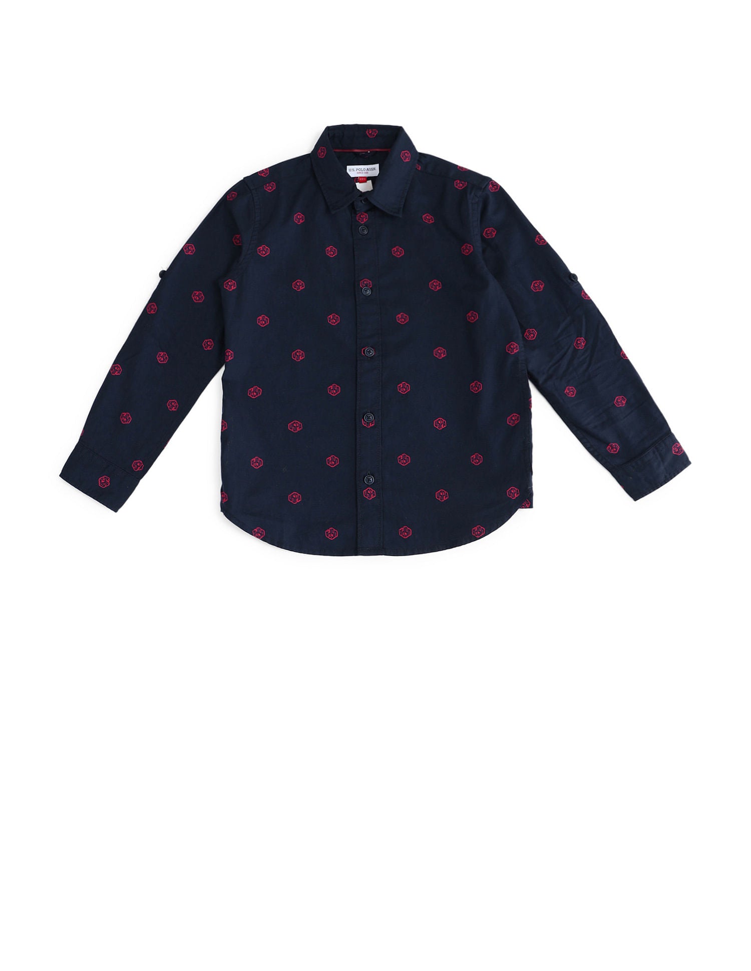 Boys Brand Printed Cotton Shirt Navy - U.S. Polo Assn. India | Large