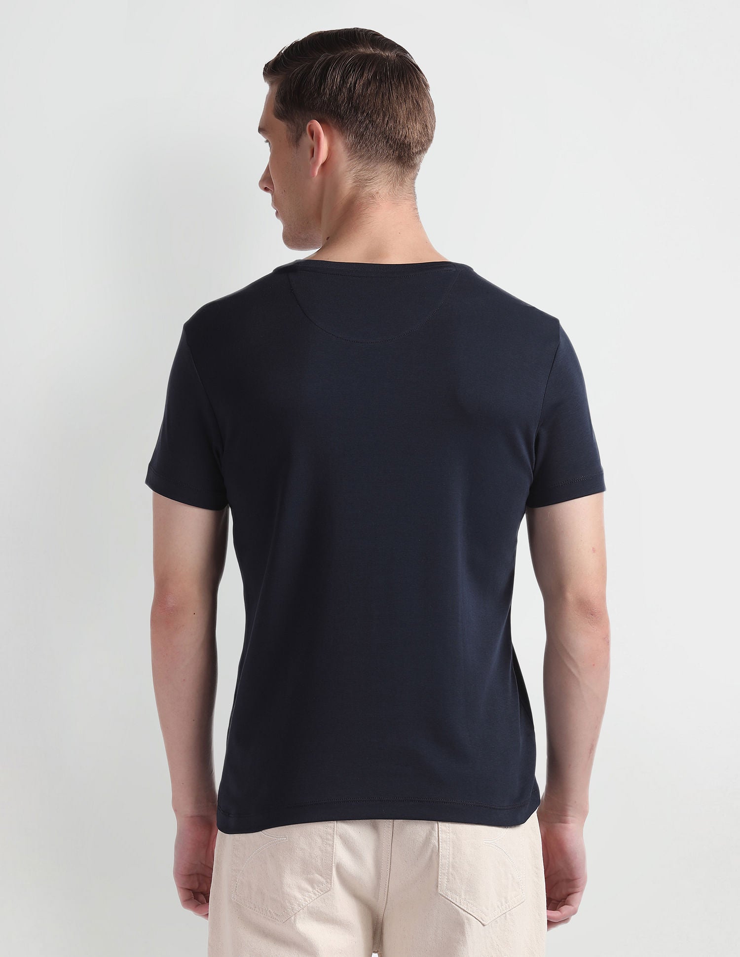 Brand Print Cotton T-Shirt Navy - U.S. Polo Assn. India | Large