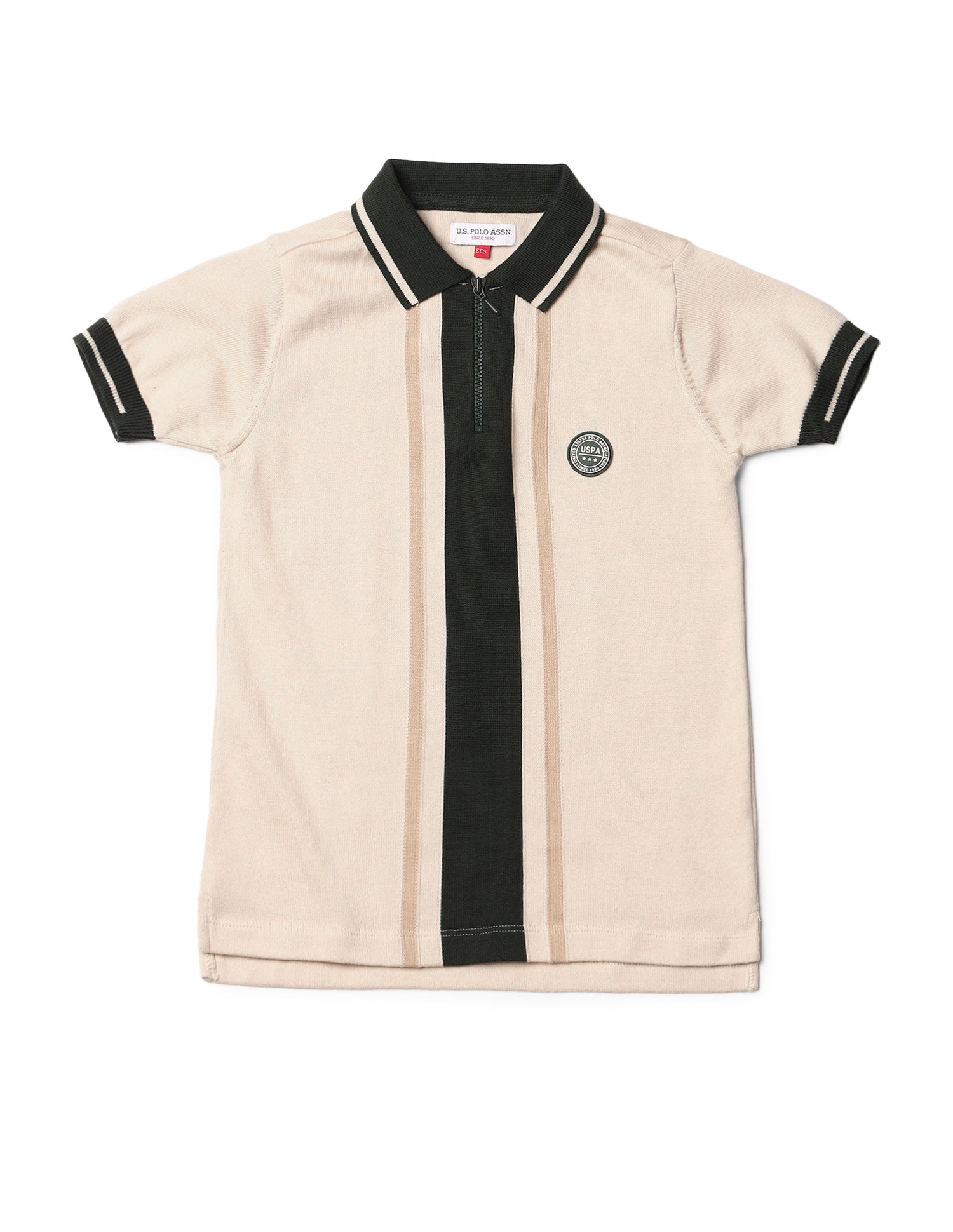Boys Colour Block Regular Fit T-Shirt Ivory - U.S. Polo Assn. India | Large