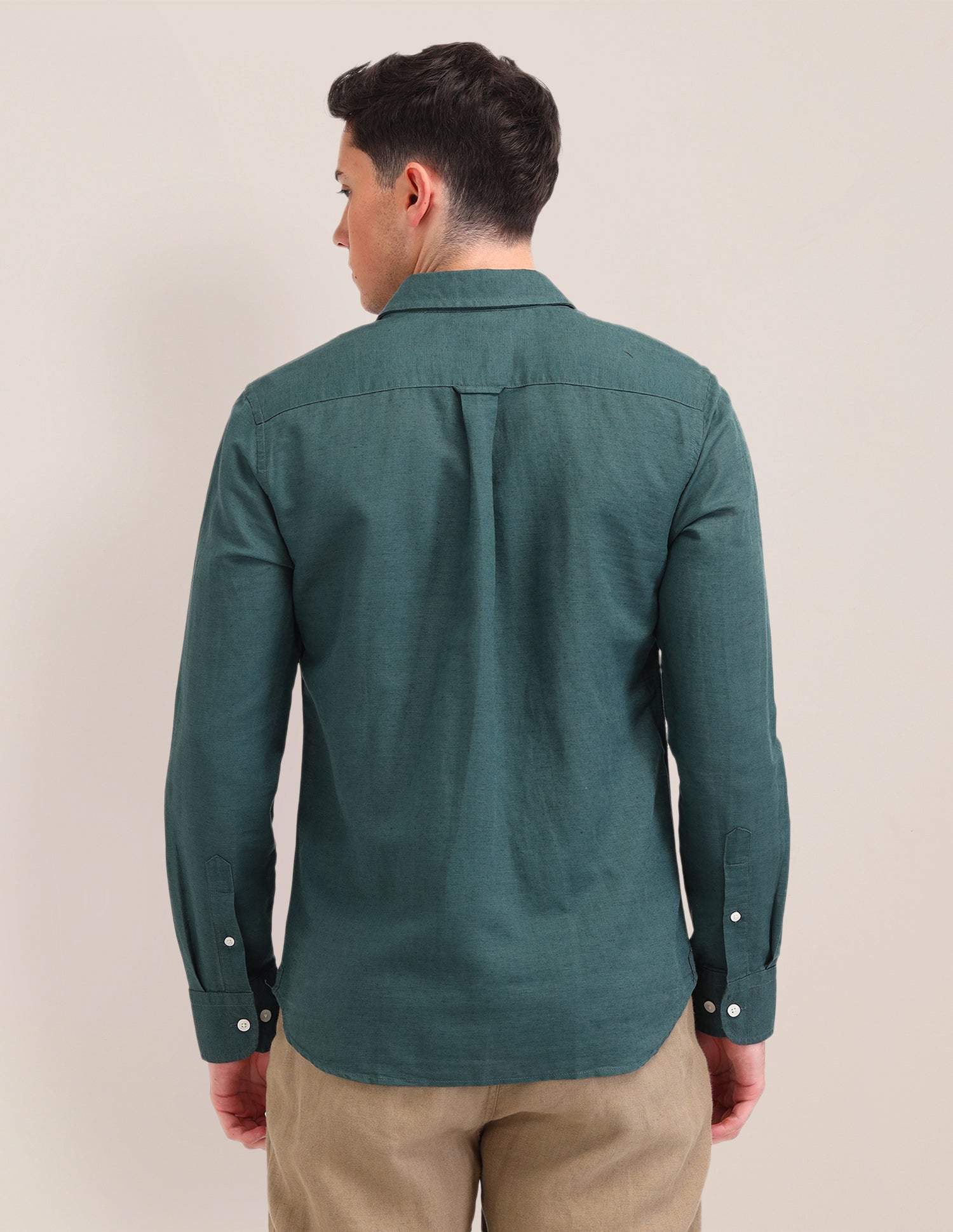 Tailored Fit Twill Shirt Green - U.S. Polo Assn. India | Large