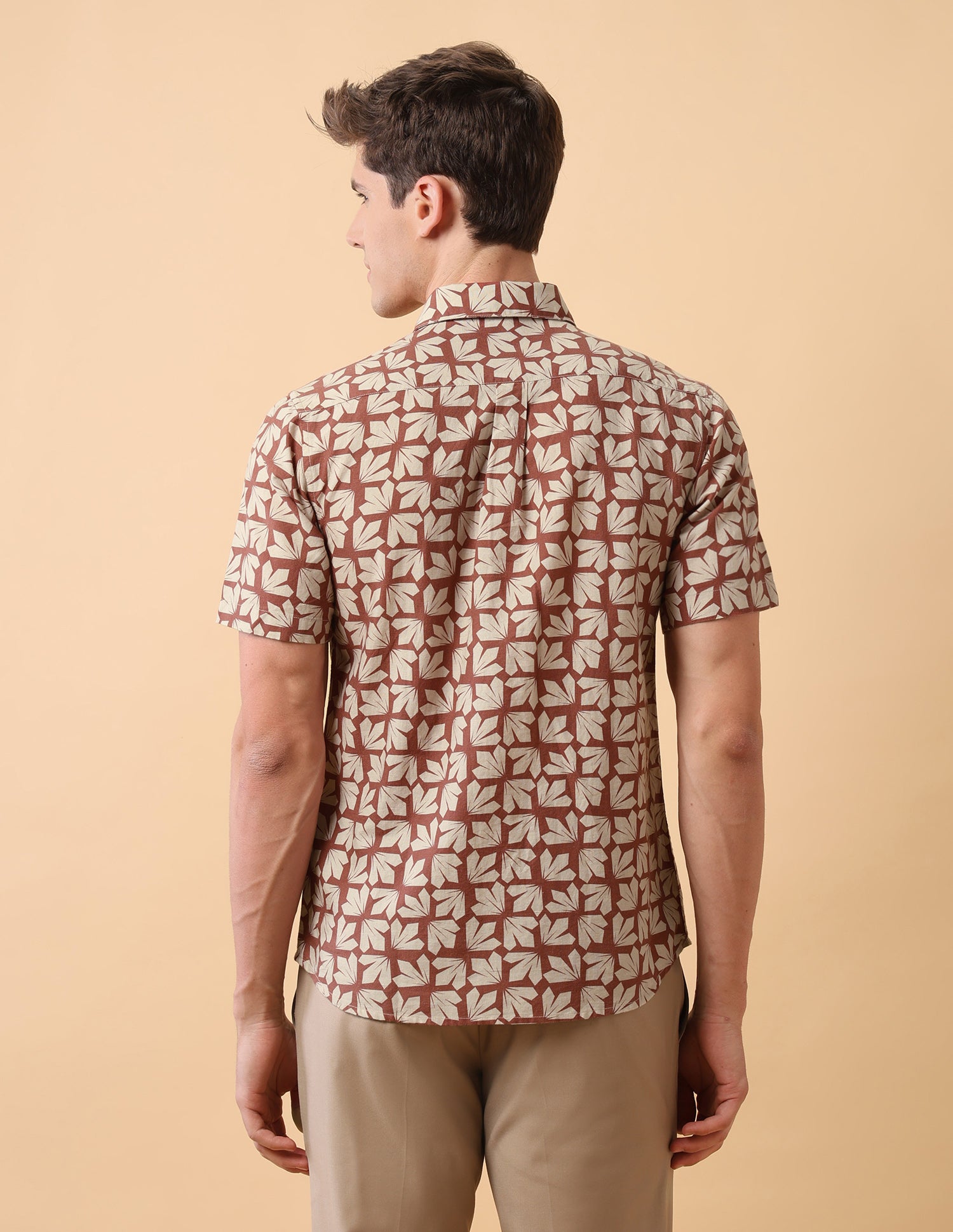 Pacho X Geometric Printed Tailored Fit Shirt Rust - U.S. Polo Assn. India | Large