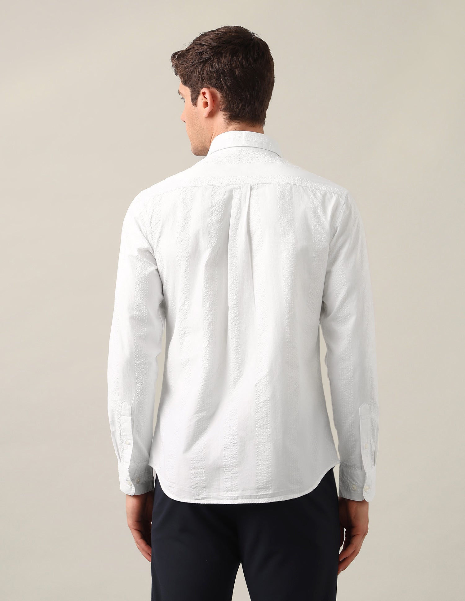 Vertical Striped Seersucker Shirt White - U.S. Polo Assn. India | Large