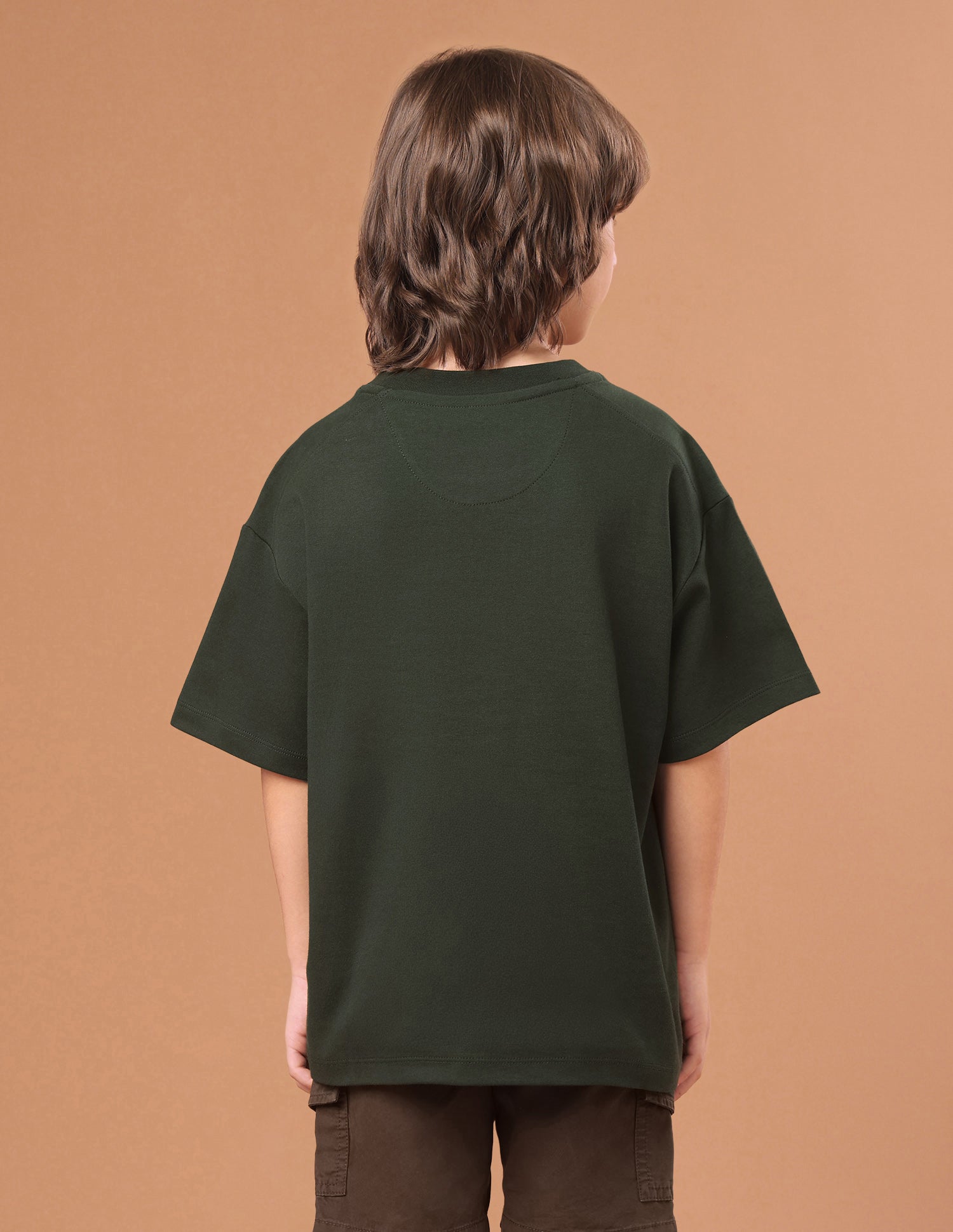 Typographic Brand Printed Oversized Fit T-Shirt Olive - U.S. Polo Assn. India | Large