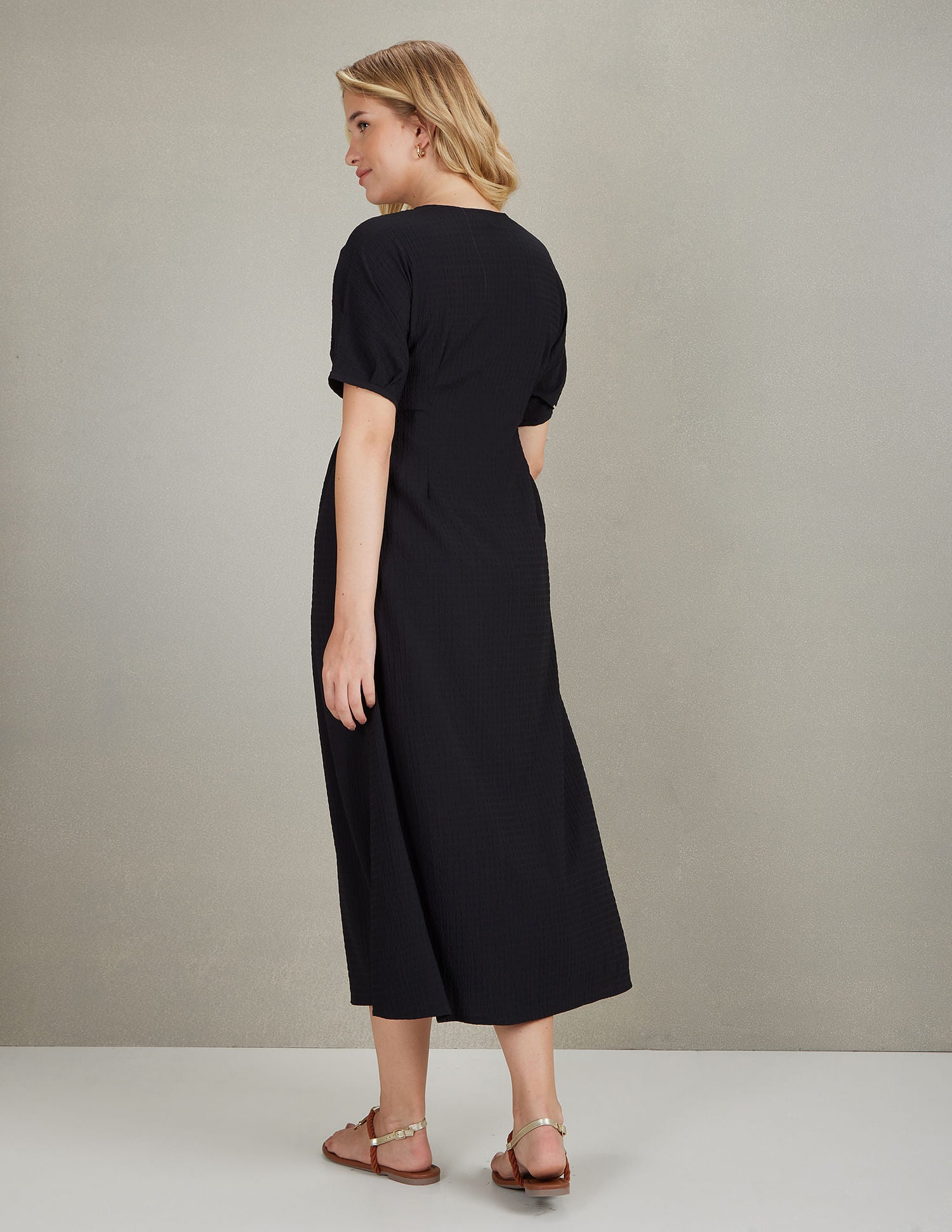 Textured Fit And Flare Midi Dress Black - U.S. POLO ASSN. | Large