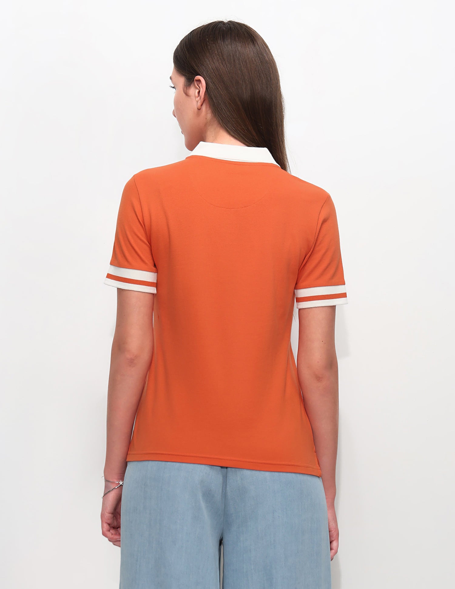 Regular Fit Solid Polo Shirt Dark Orange - U.S. Polo Assn. India | Large