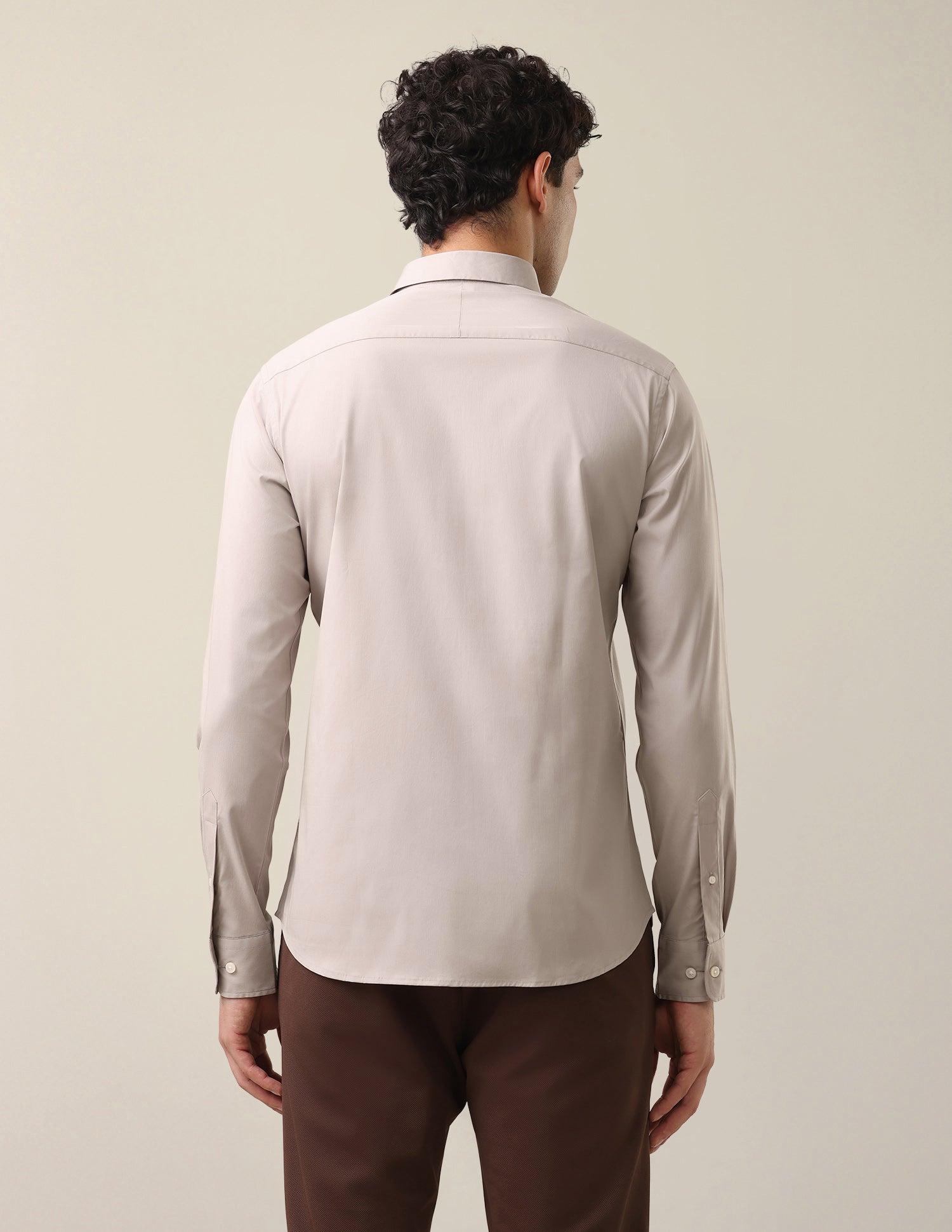 Solid Tailored Fit Shirt Light Beige - U.S. Polo Assn. India | Large