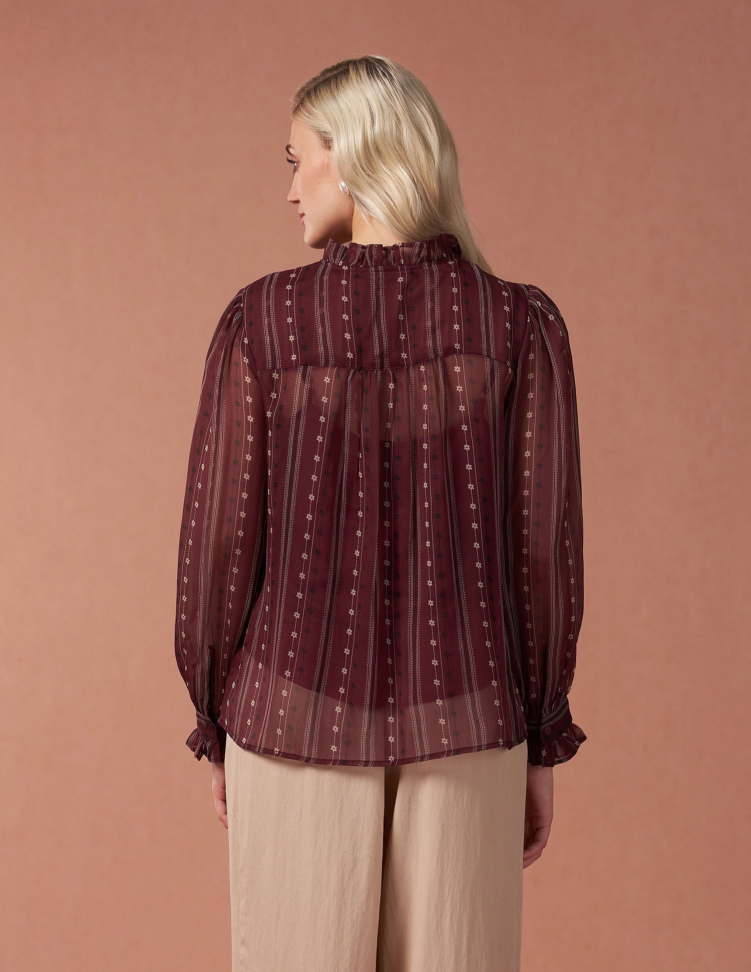 Ruffled Button Down Top Multicolor - U.S. POLO ASSN. | Large