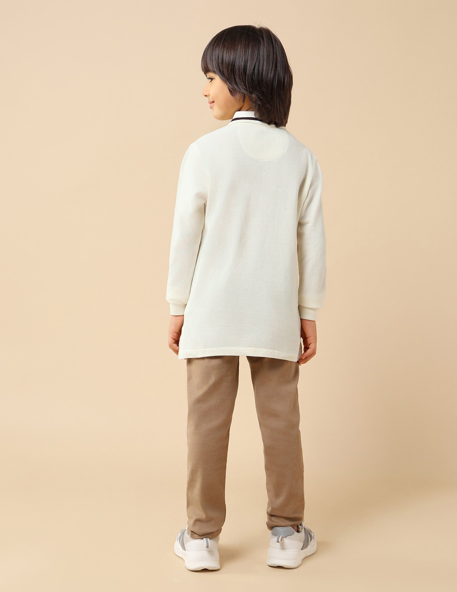 Boys Brand Printed Regular Fit Polo Shirt Off White - U.S. POLO ASSN. | Large