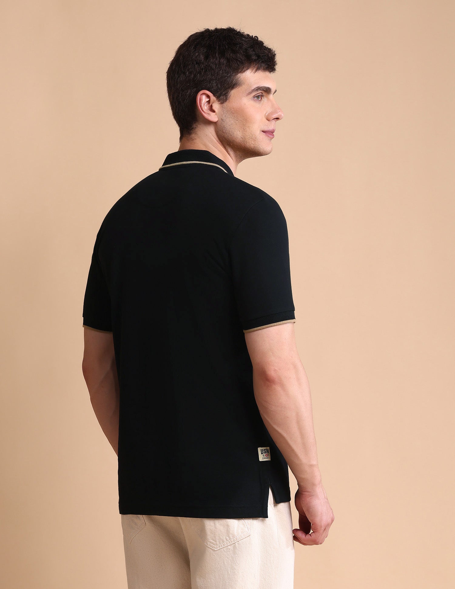 Pure Cotton Muscle Fit Polo Shirt Black - U.S. POLO ASSN. | Large