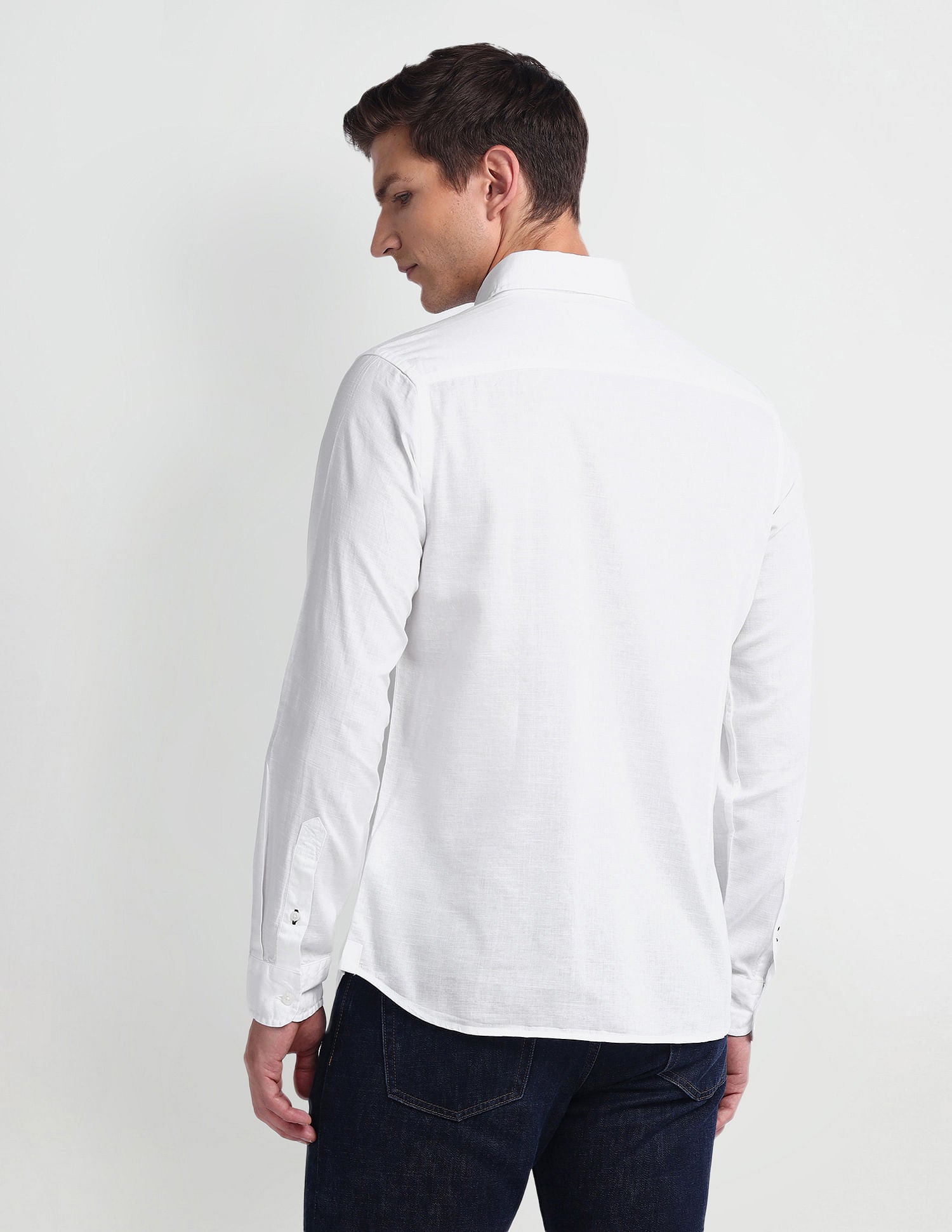 Semi Cutaway Collar Slim Fit Shirt White - U.S. Polo Assn. India | Large