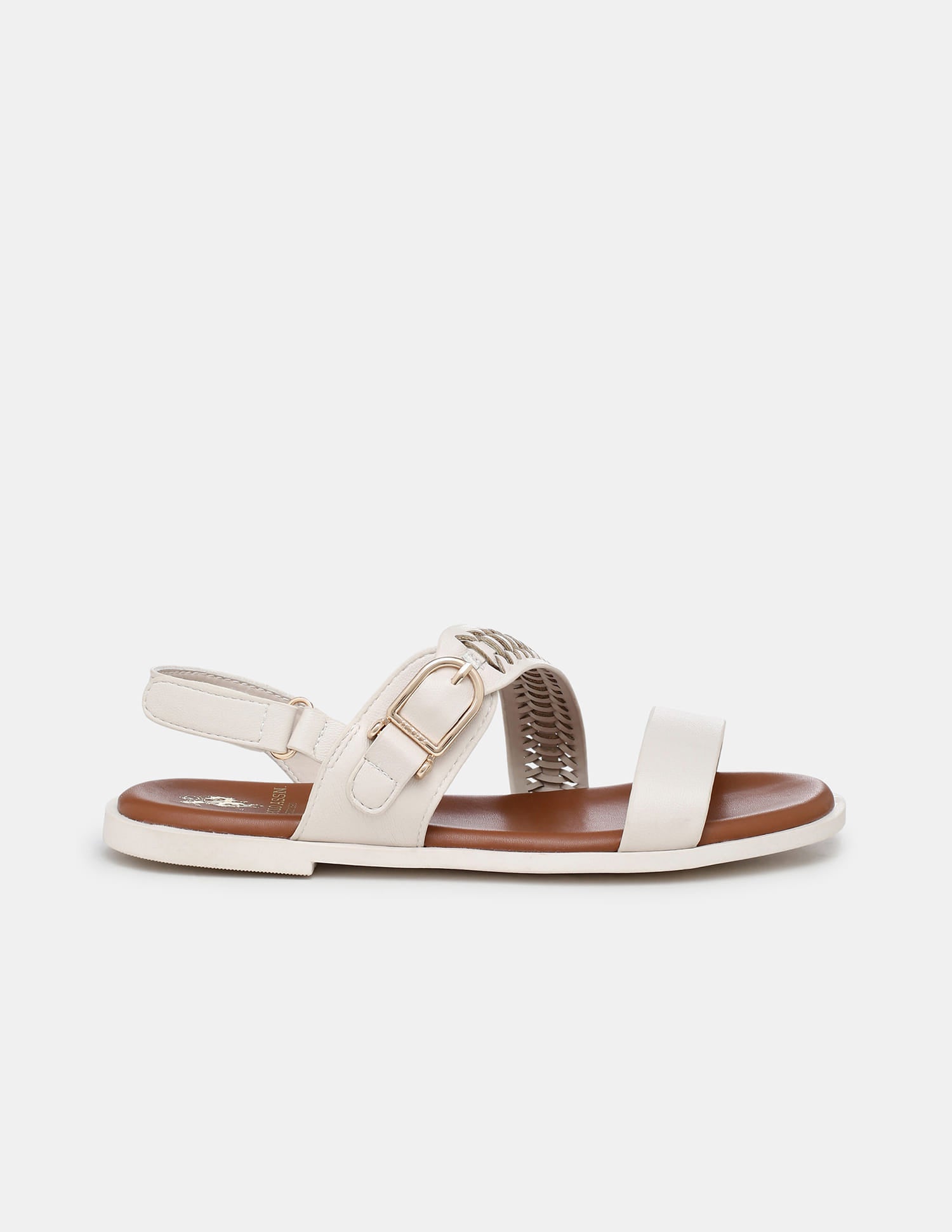 Women Axelle Patterned Vamp Strap Sandals Off White - U.S. Polo Assn. India | Large