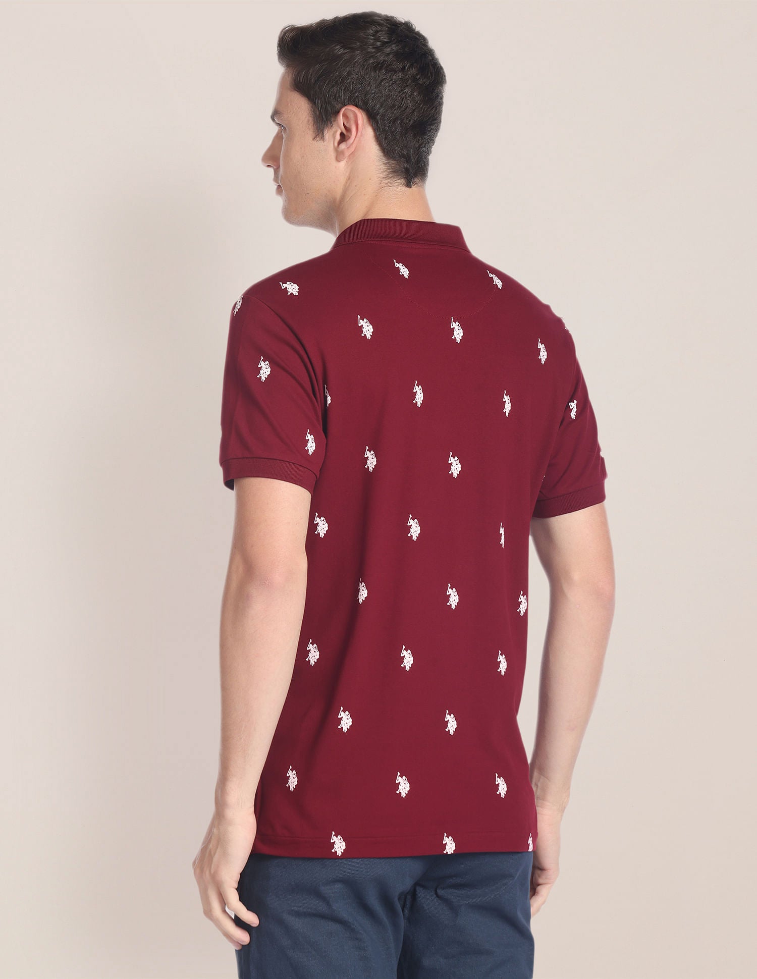 Brand Logo Print Slim Fit Polo Shirt Maroon - U.S. POLO ASSN. | Large
