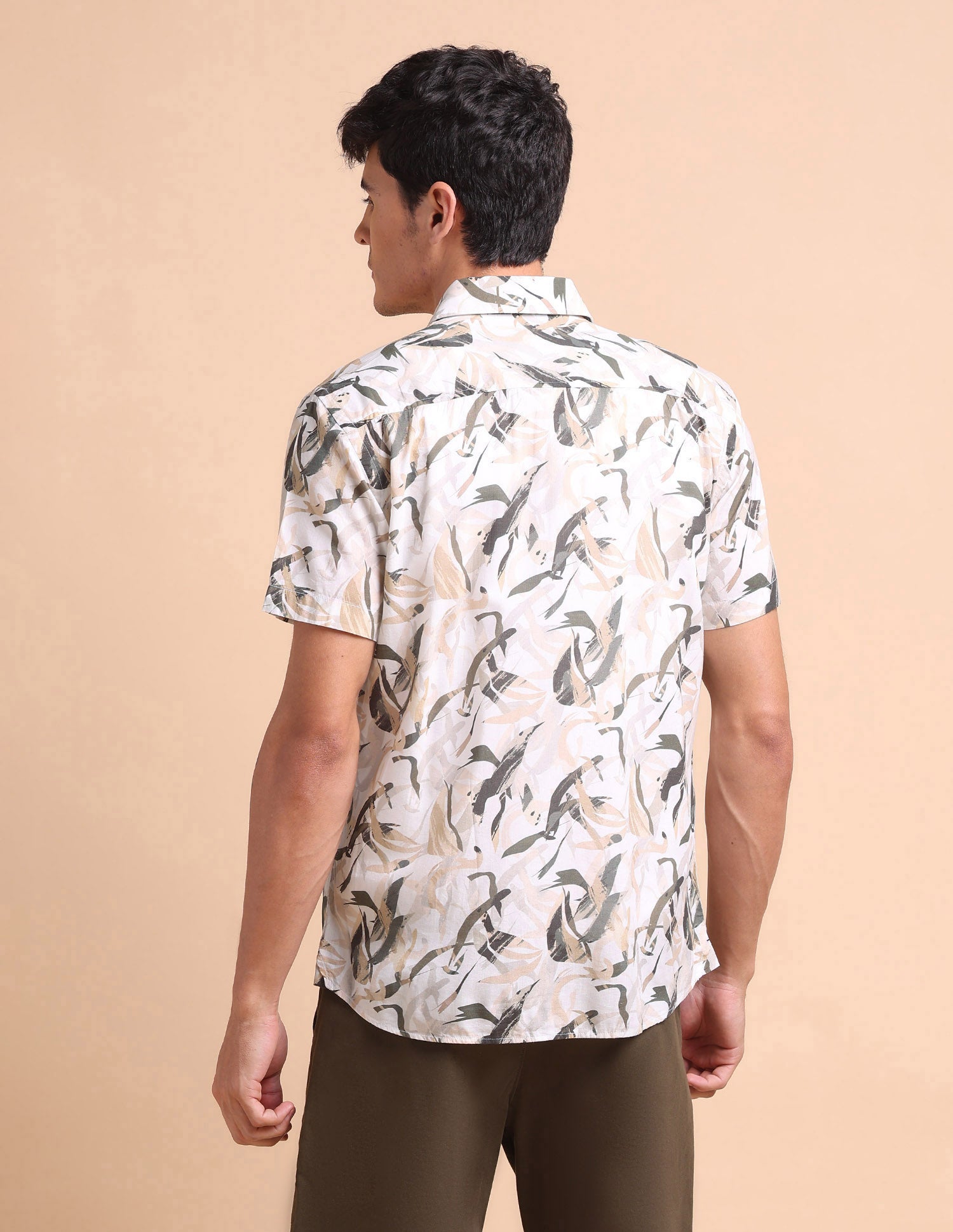 Abstract Printed Slim Fit Shirt Olive - U.S. POLO ASSN. | Large