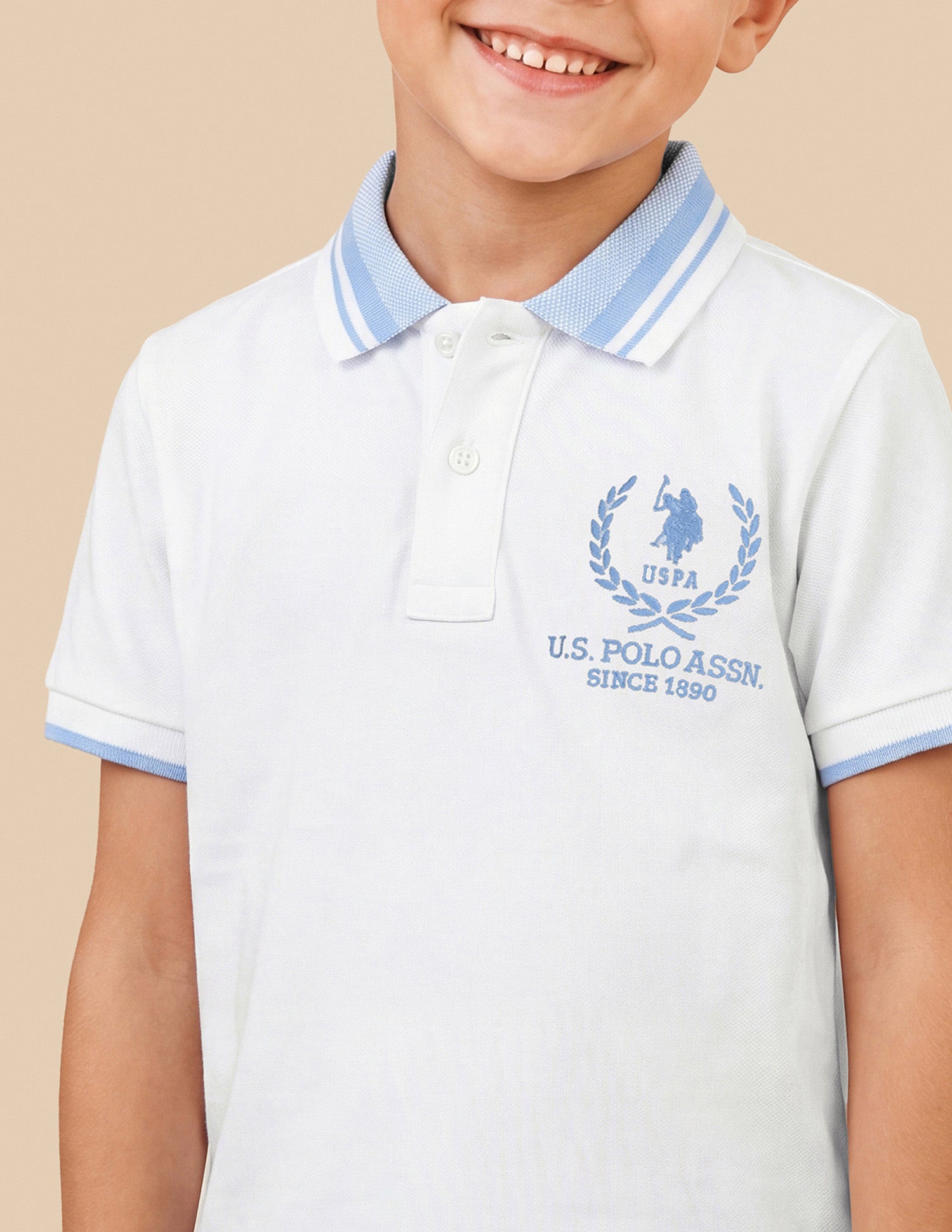 Solid Regular Fit Polo Shirt Off White - U.S. Polo Assn. India | Large