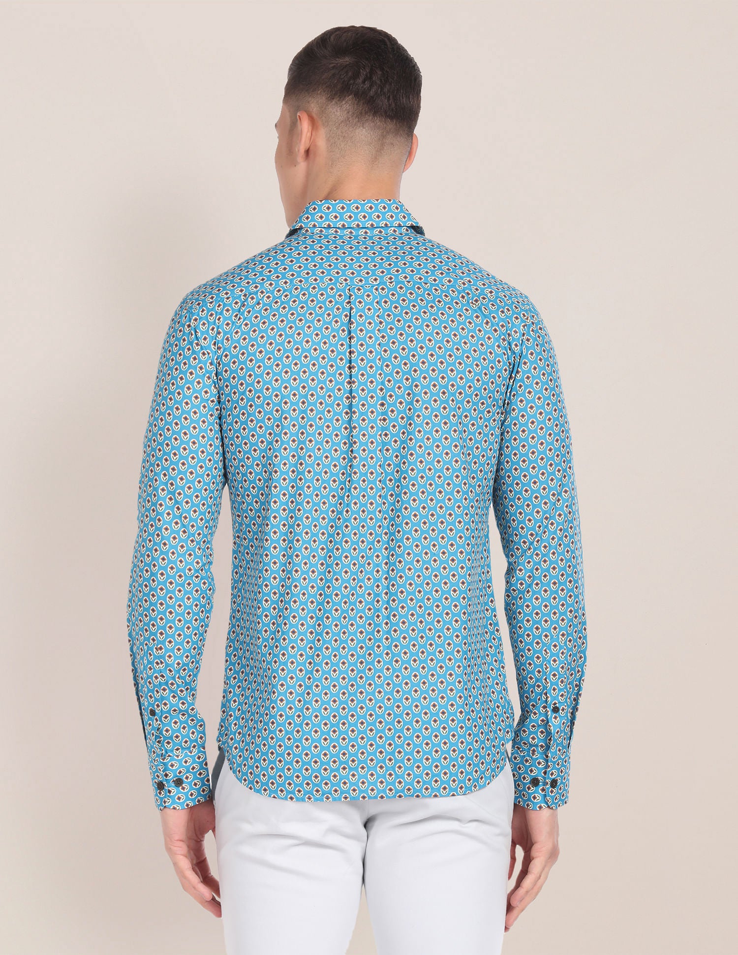 Floral Print Cotton Shirt Light Teal - U.S. Polo Assn. India | Large