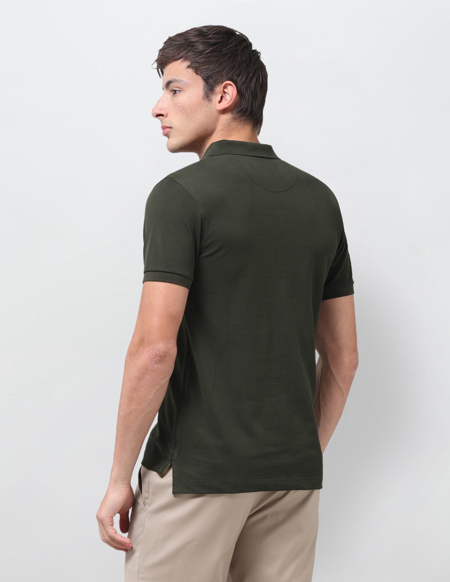Solid Slim Fit Polo Shirt Olive - U.S. Polo Assn. India | Large