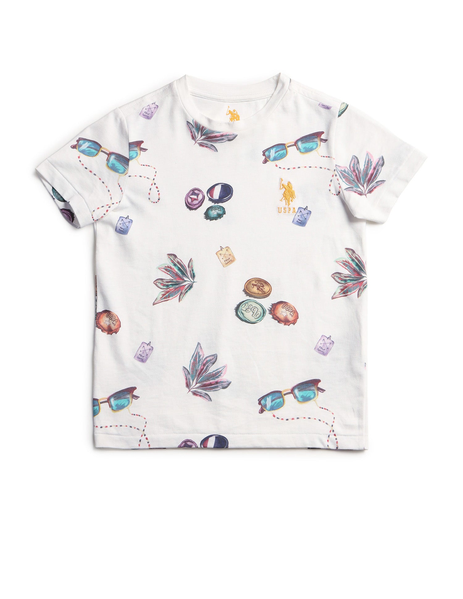 Boys Regular Fit All Over Printed T-Shirt White - U.S. POLO ASSN. | Large
