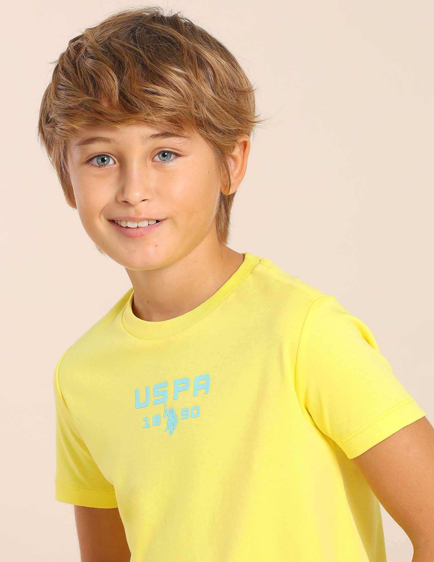 Boys Solid Regular Fit T-Shirt Light Yellow - U.S. POLO ASSN. | Large