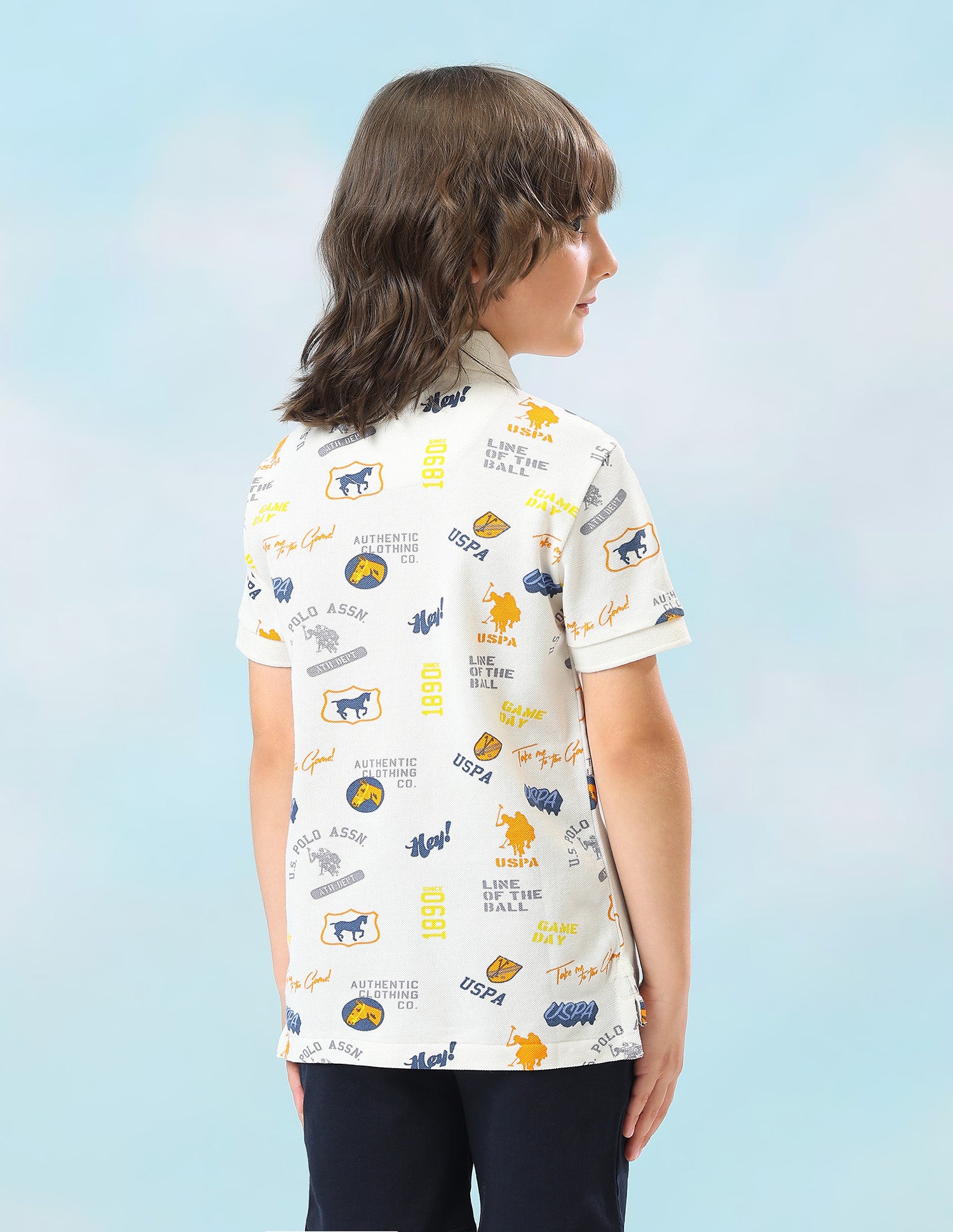 Graphic Brand Printed Regular Fit Polo Shirt White - U.S. Polo Assn. India | Large