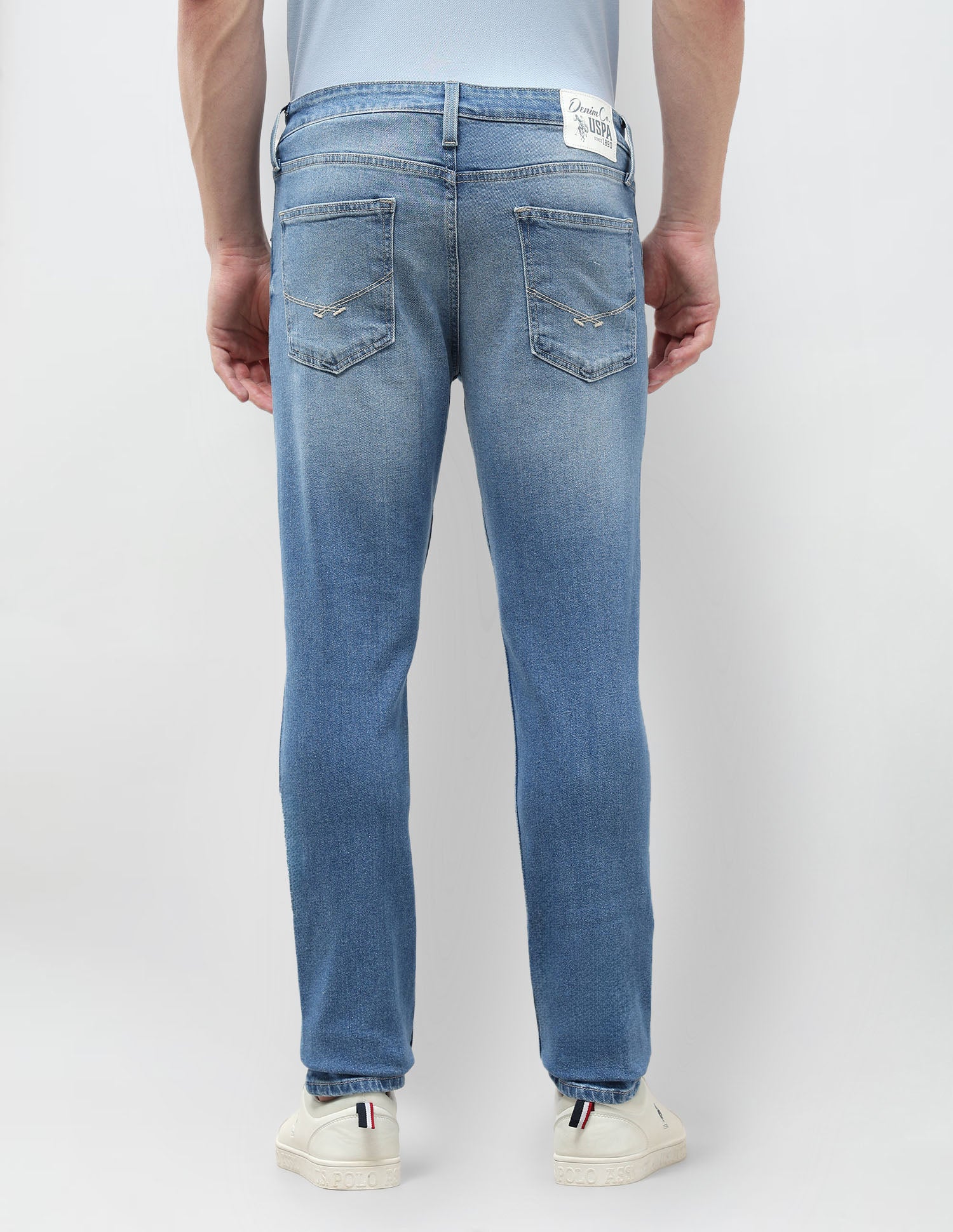 Brandon Slim Tapered Fit Whiskered Jeans Light Blue - U.S. POLO ASSN. | Large