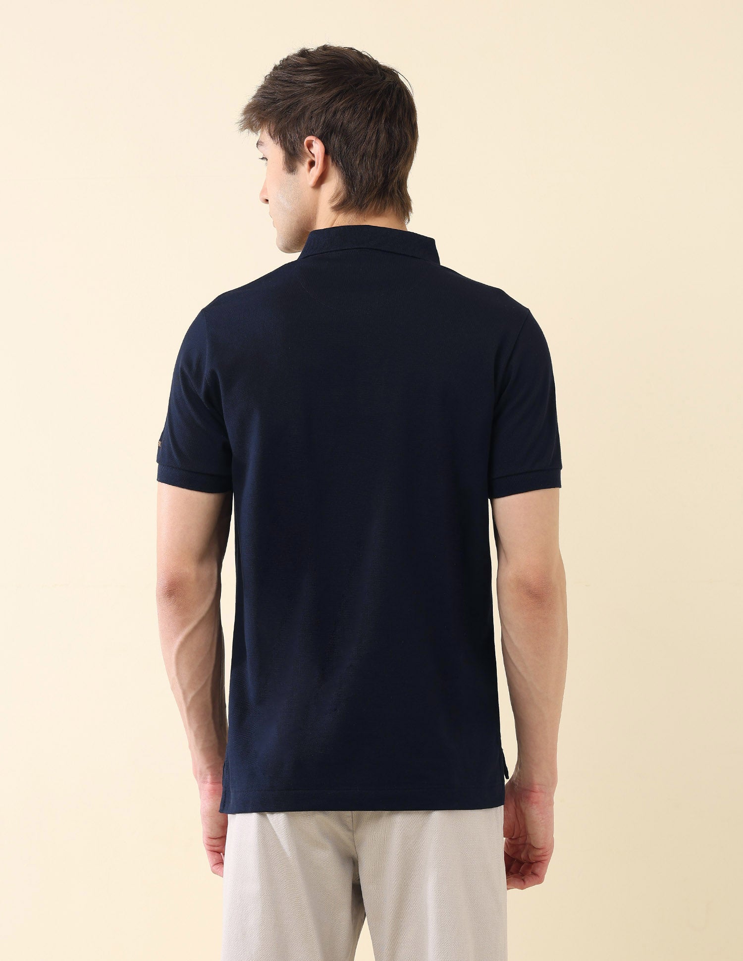Solid Pure Cotton Gold Cup Polo Shirt Navy - U.S. Polo Assn. India | Large