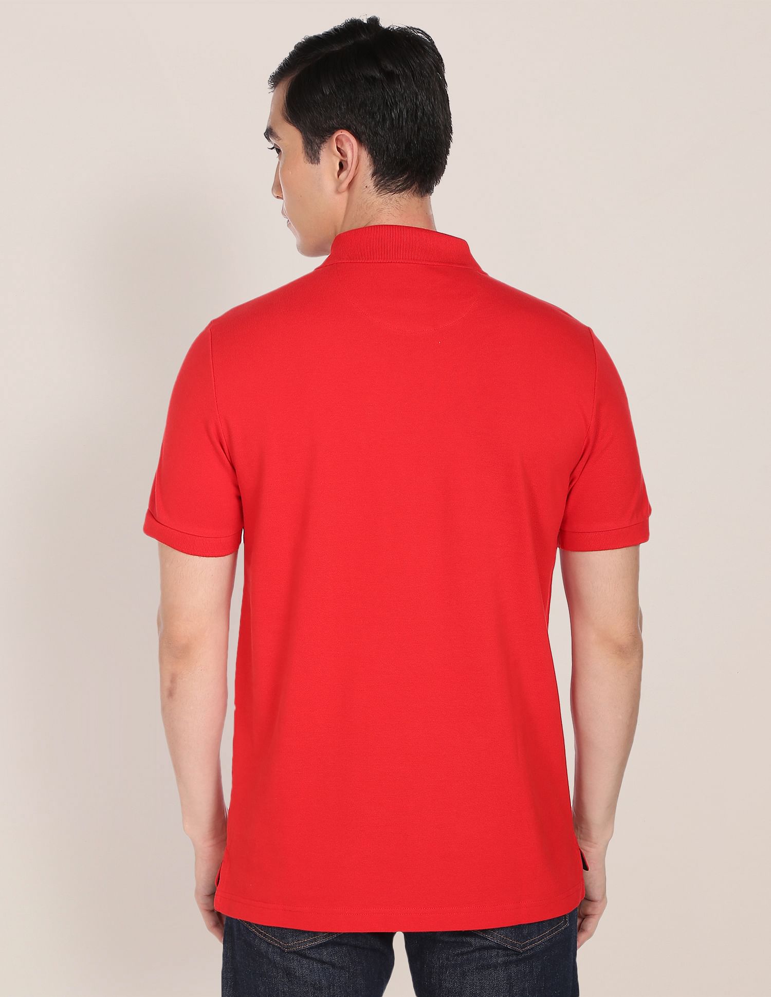 Solid Pure Cotton Polo Shirt Red - U.S. Polo Assn. India | Large