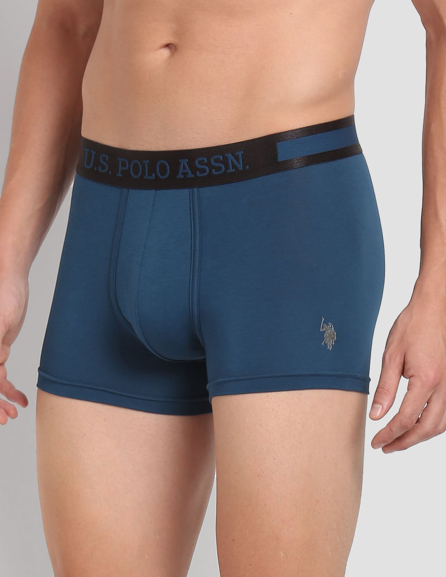 Mid Rise Solid PT001 Premium Trunks - Pack Of 1 Blue Opal - U.S. POLO ASSN. | Large