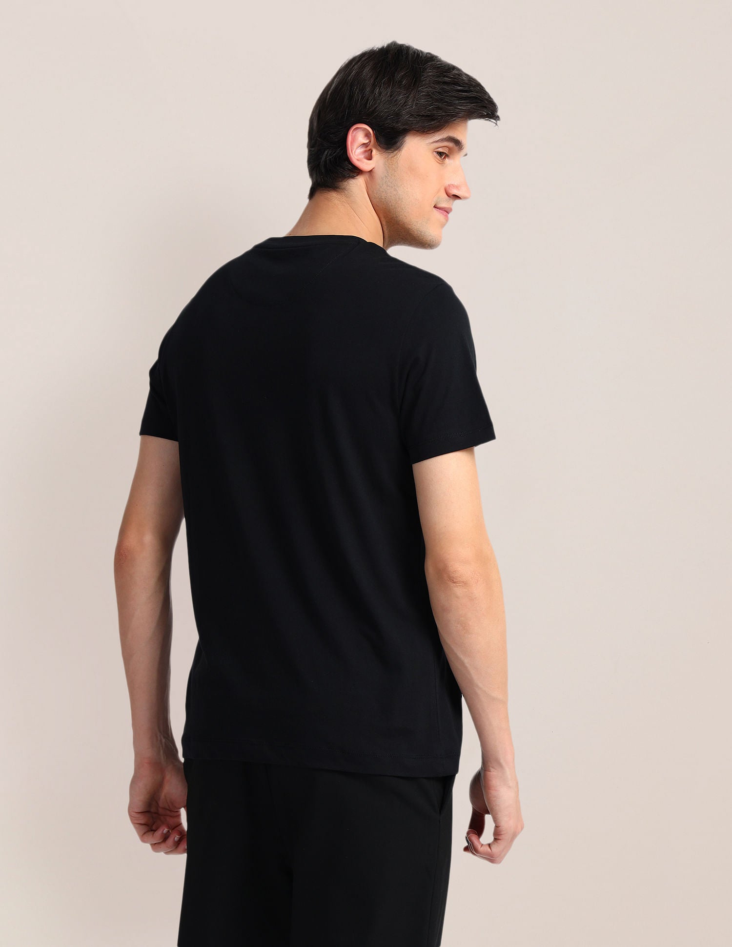 Brand Print Slim Fit T-Shirt Black - U.S. Polo Assn. India | Large