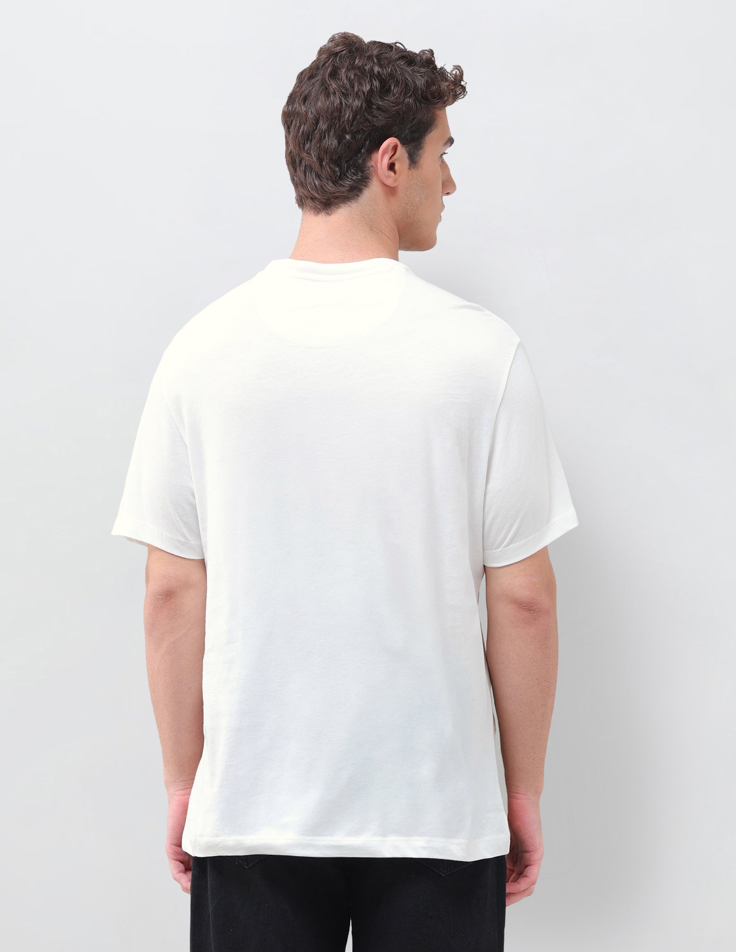 Colourblocked Brand Printed Regular Fit T-Shirt Ivory - U.S. Polo Assn. India | Large