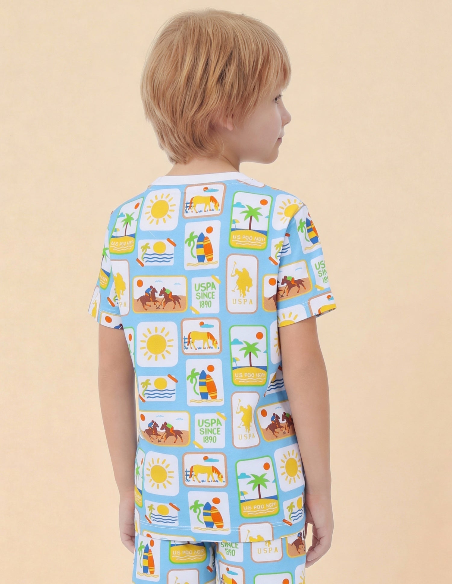 Graphic Printed Regular Fit T-Shirt Light Blue - U.S. Polo Assn. India | Large