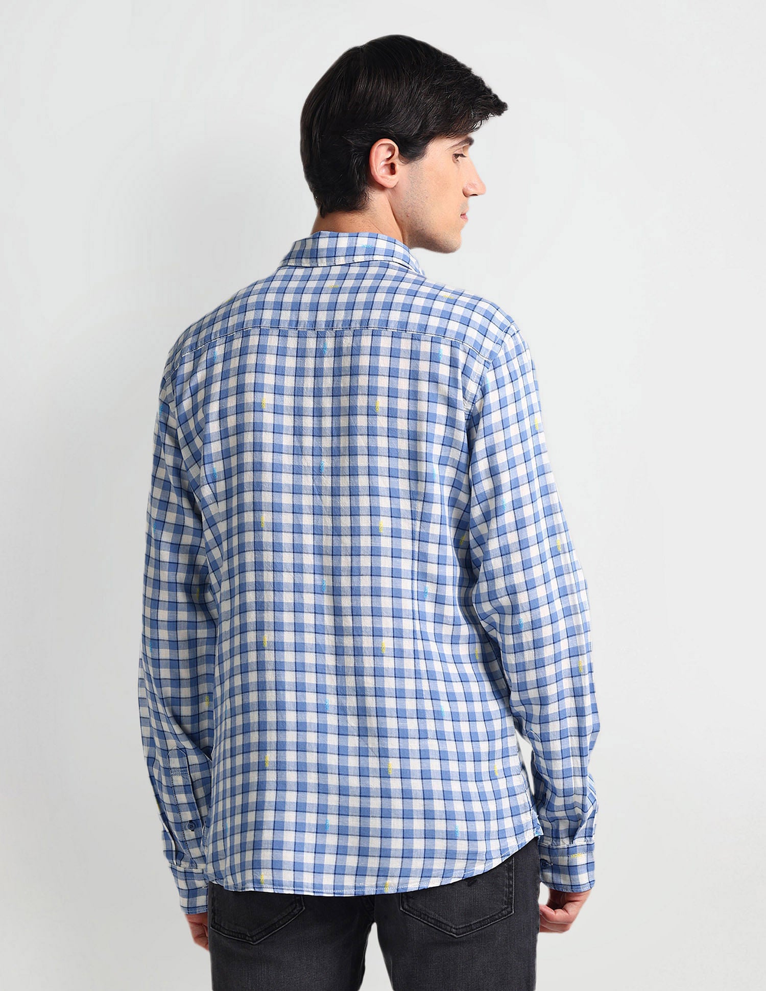 Shepherd Check Slim Shirt Blue - U.S. Polo Assn. India | Large