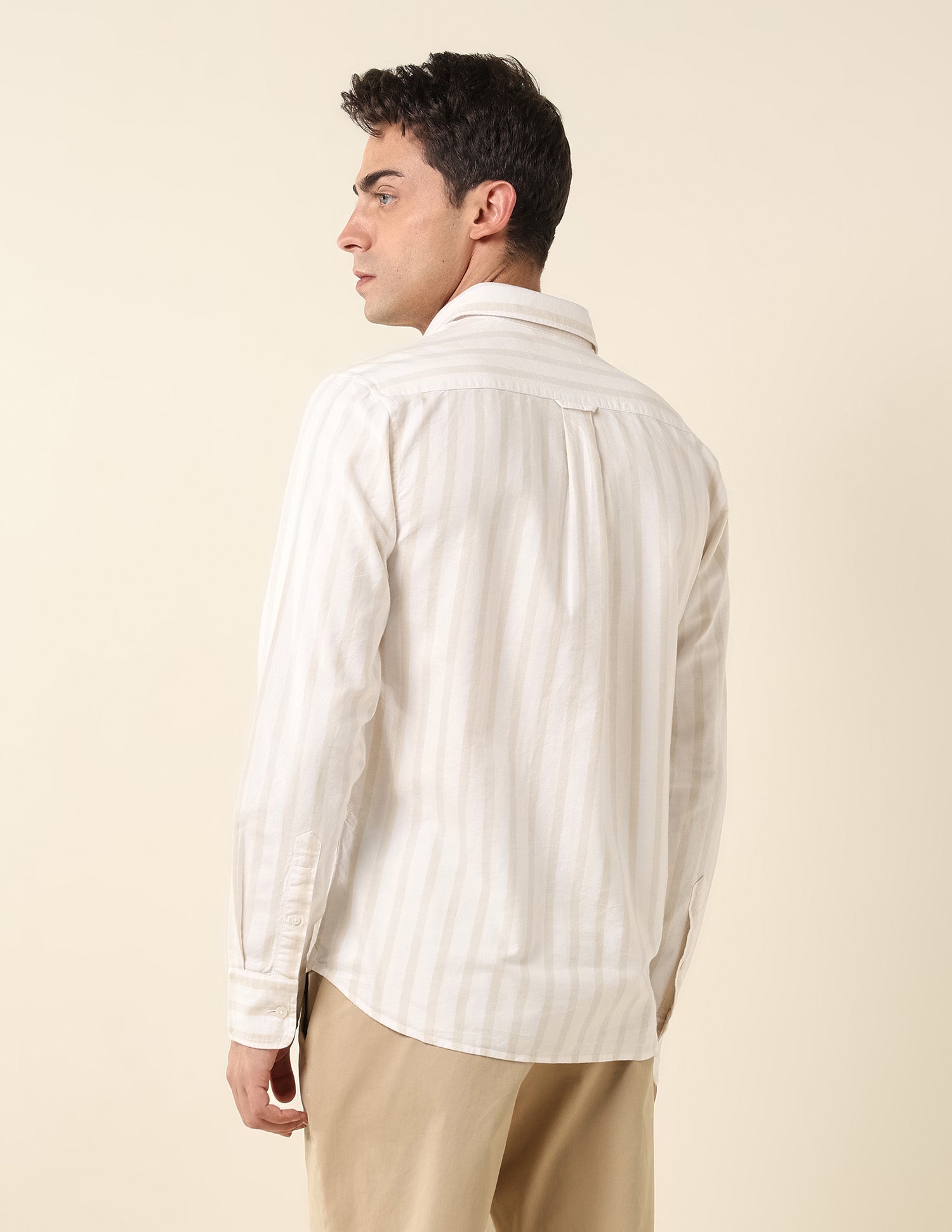 Poplin Vertical Striped Shirt Beige - U.S. Polo Assn. India | Large