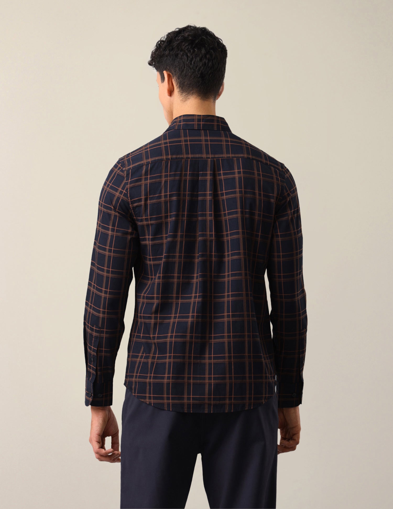 Grid Tattersall Checked Tailored Fit Shirt Navy - U.S. Polo Assn. India | Large