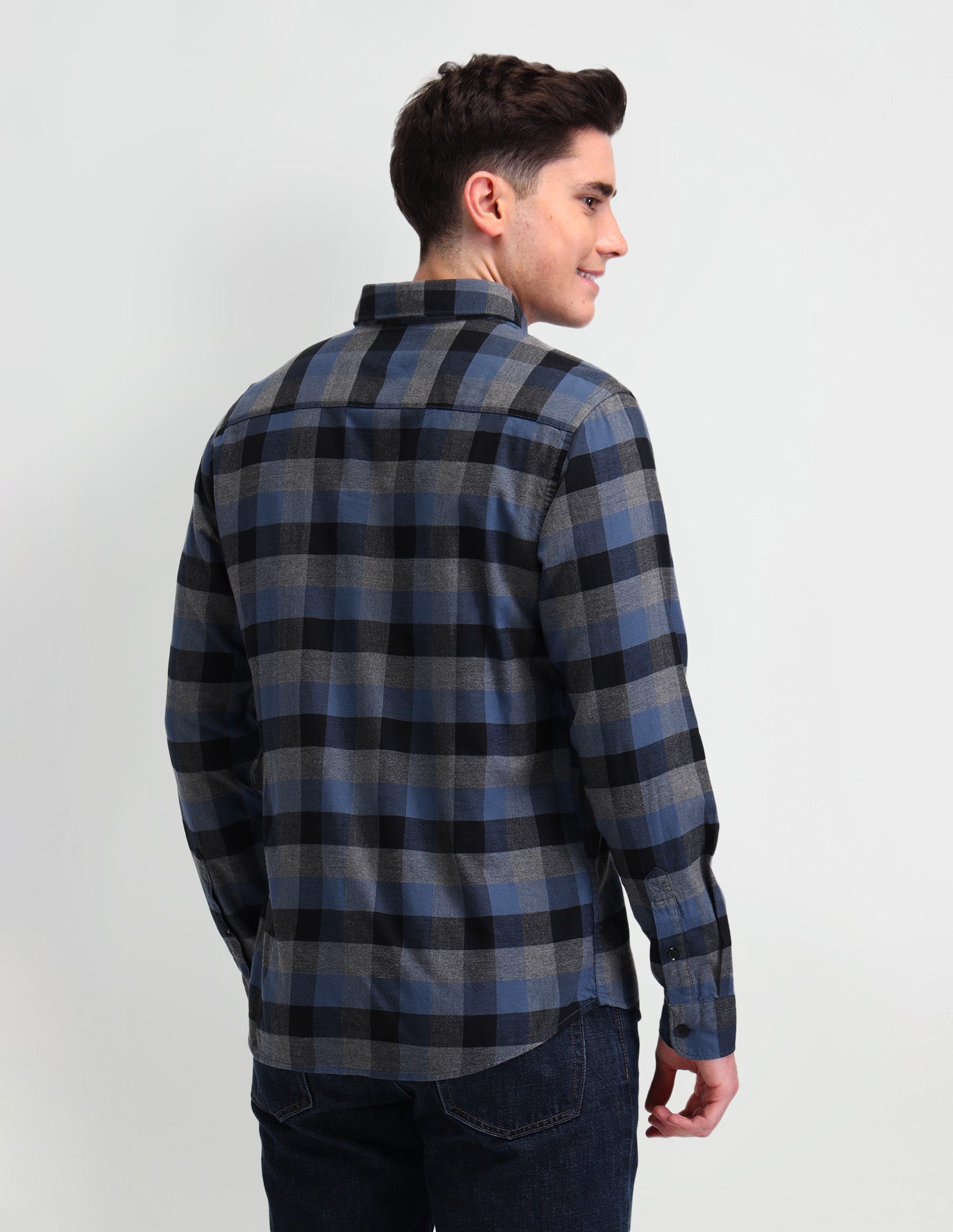 Buffalo Checked Slim Fit Shirt Blue - U.S. Polo Assn. India | Large