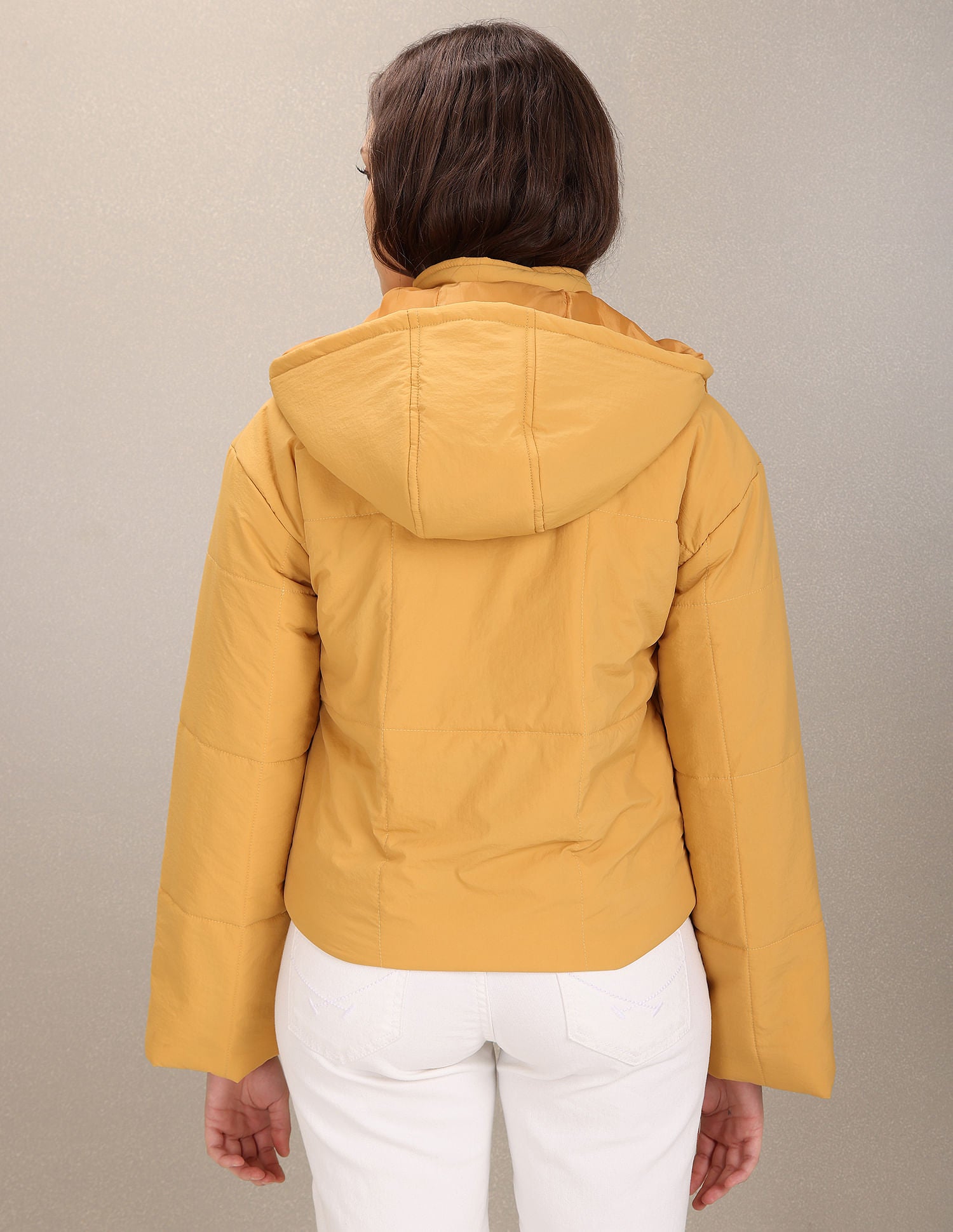 Solid Hooded Padded Jacket Mustard - U.S. POLO ASSN. | Large