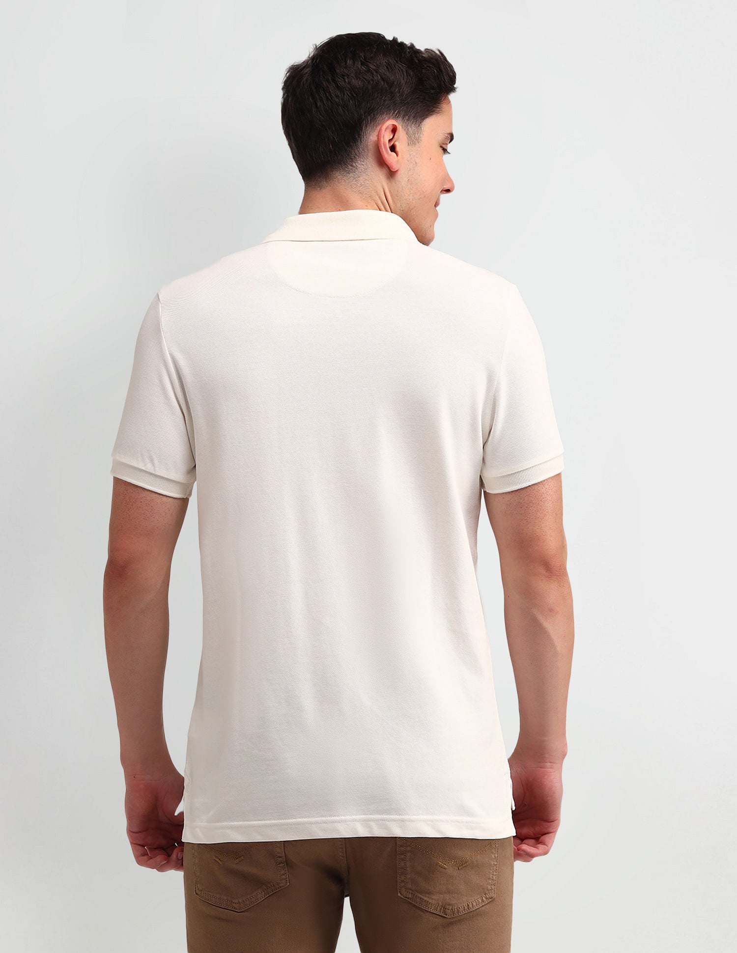 Outdoor Muscle Fit Brand Polo Shirt Ivory - U.S. POLO ASSN. | Large