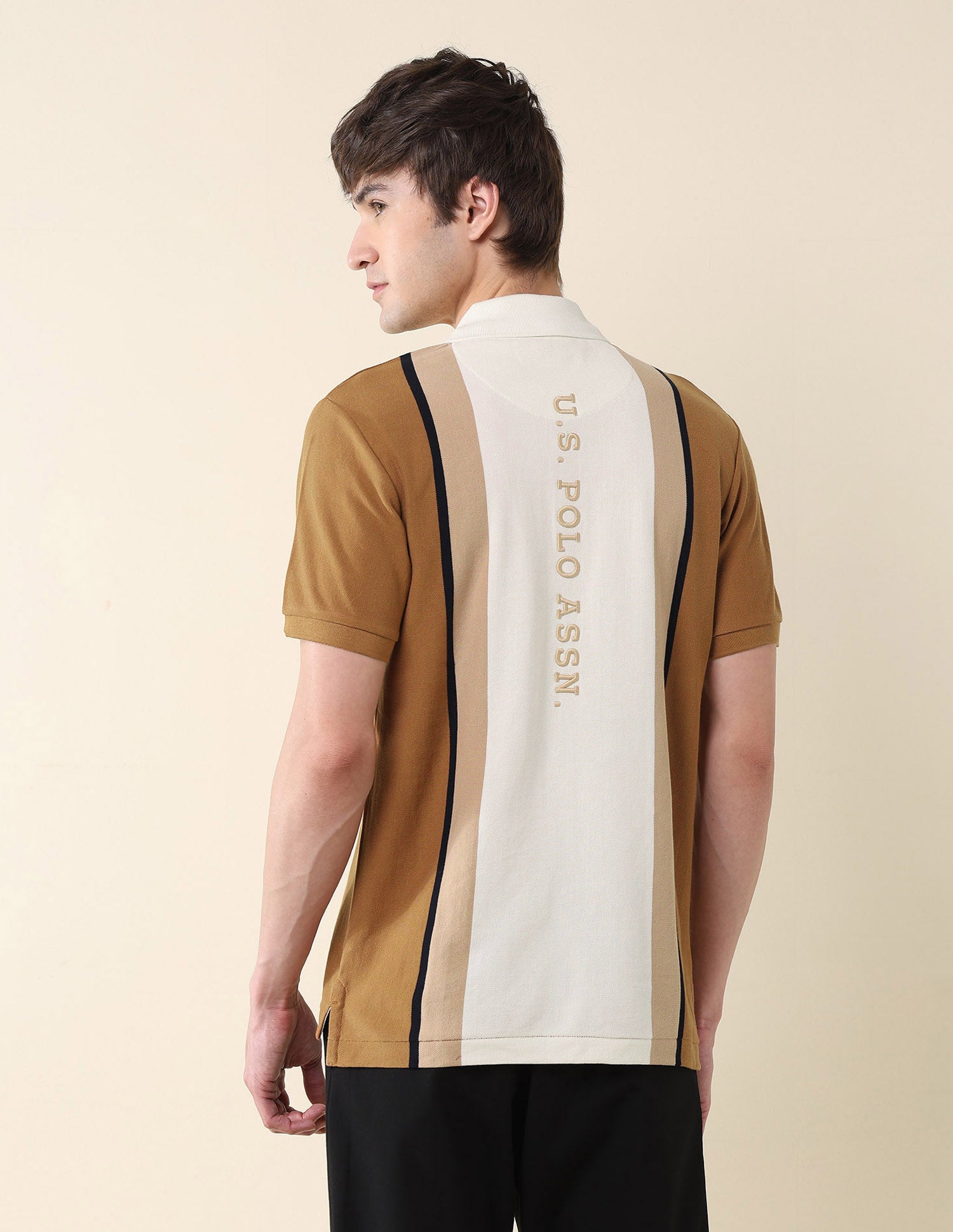 Colourblocked Pure Cotton Polo Shirt Brown - U.S. Polo Assn. India | Large