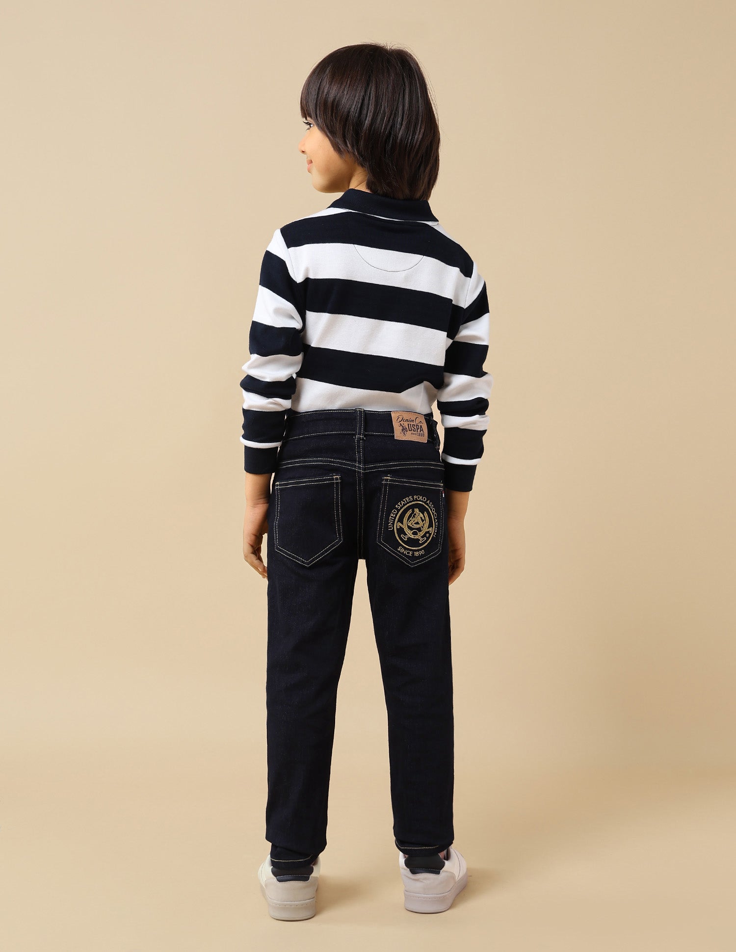 Boys Slim Fit Mid Rise Jeans Dark Blue - U.S. POLO ASSN. | Large