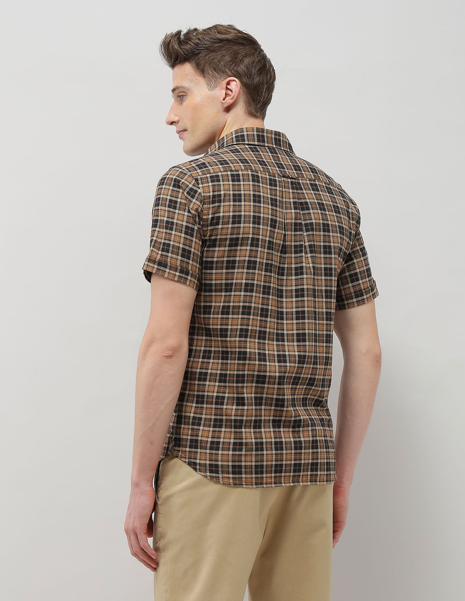 Plaid Checked Elevnado Regular Fit Shirt Brown - U.S. Polo Assn. India | Large