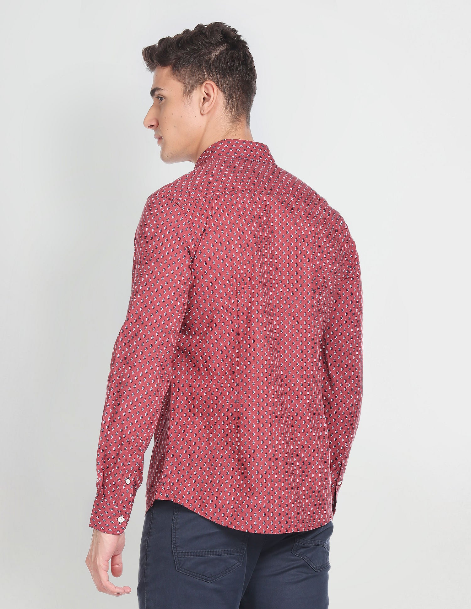 Motif Print Pure Cotton Shirt Rust - U.S. Polo Assn. India | Large
