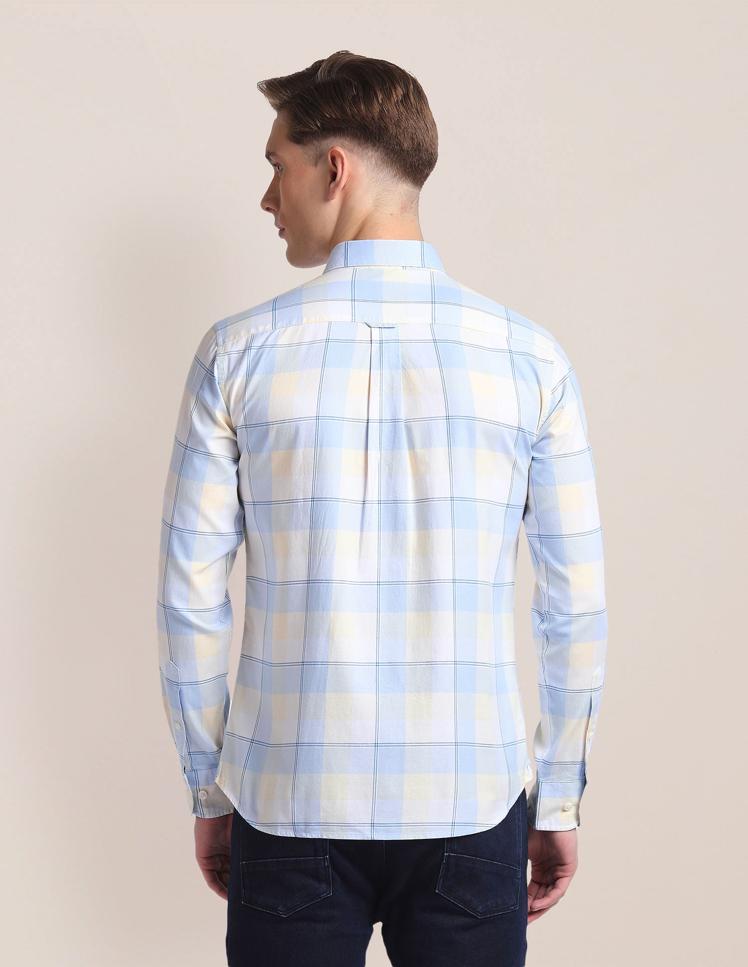 Pure Cotton Plaid Shirt Blue - U.S. Polo Assn. India | Large