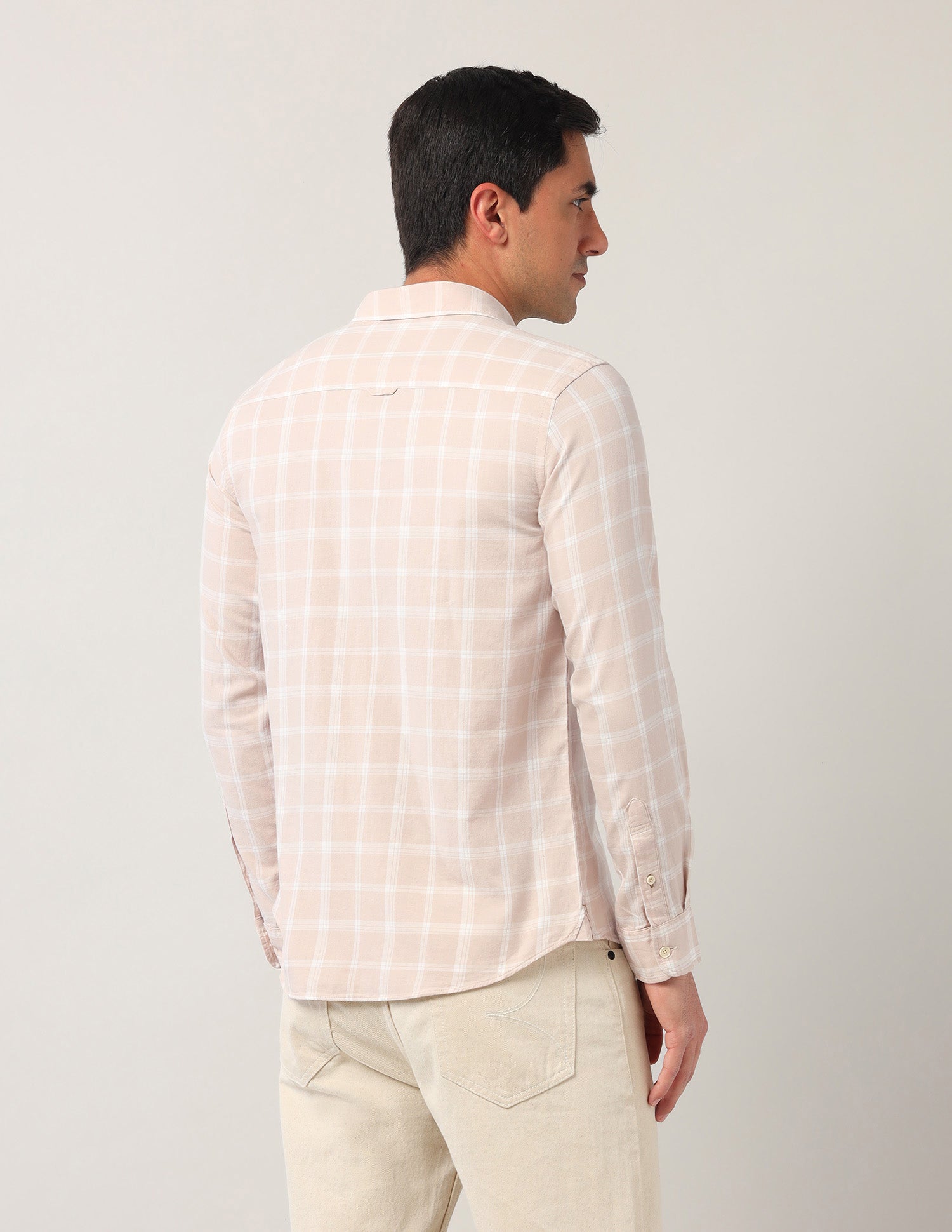 Grid Tattersall Checked Regular Fit Shirt Beige - U.S. Polo Assn. India | Large