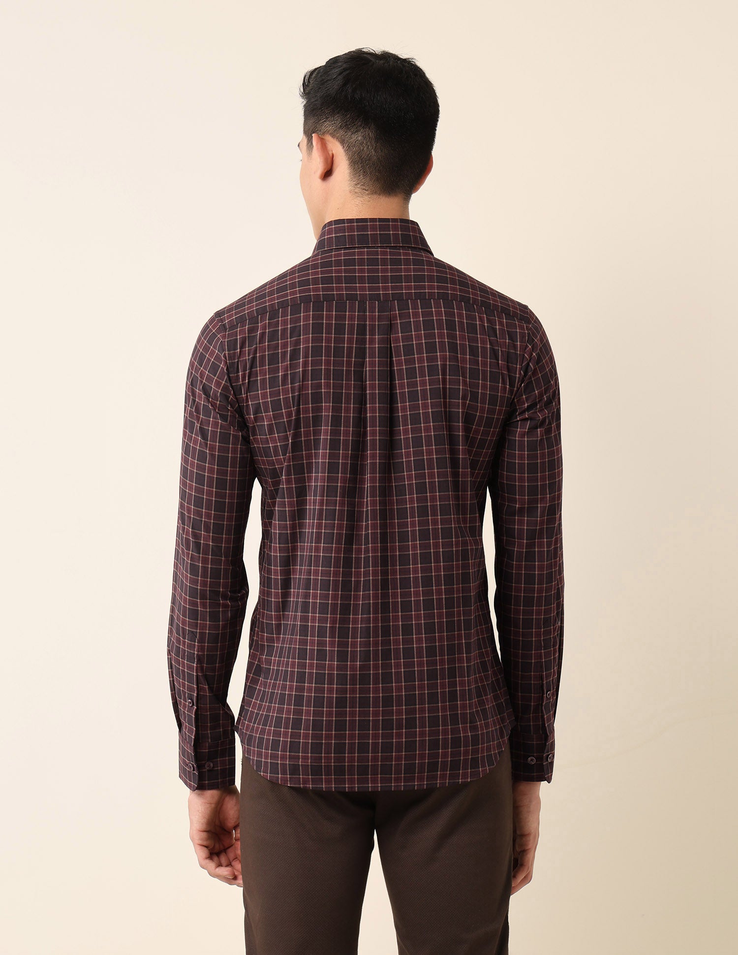 Tailored Fit Tartan Checked Shirt Burgundy - U.S. Polo Assn. India | Large