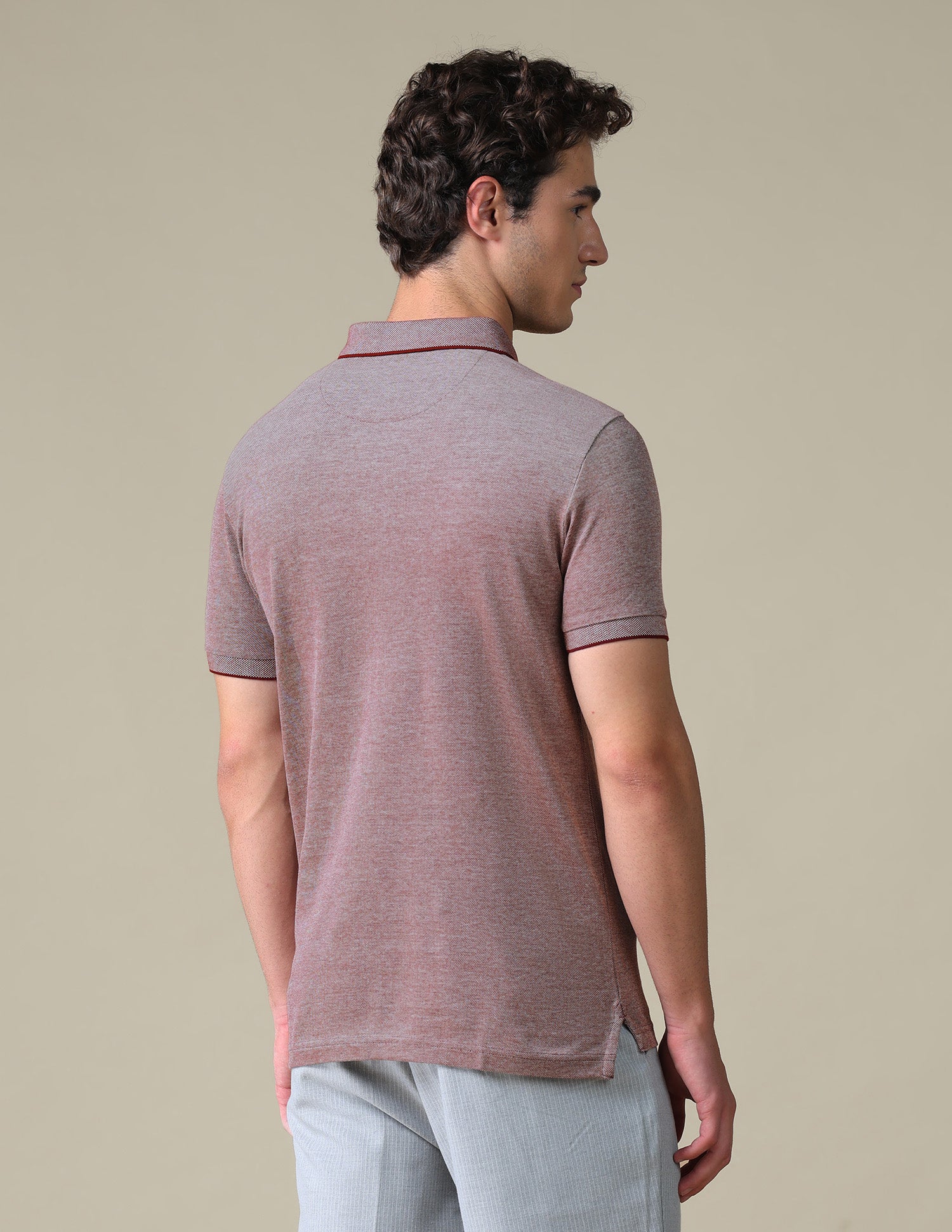 Regular Fit Heathered Polo Shirt Wine - U.S. Polo Assn. India | Large