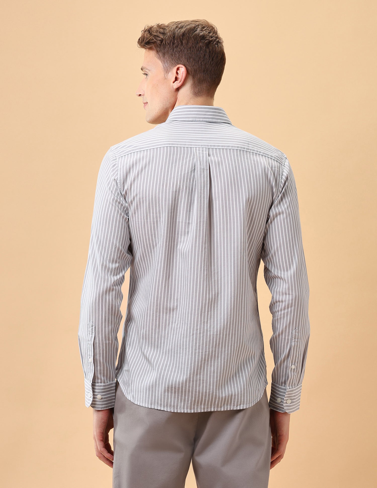 Pacho X Vertical Striped Regular Fit Shirt Grey - U.S. Polo Assn. India | Large