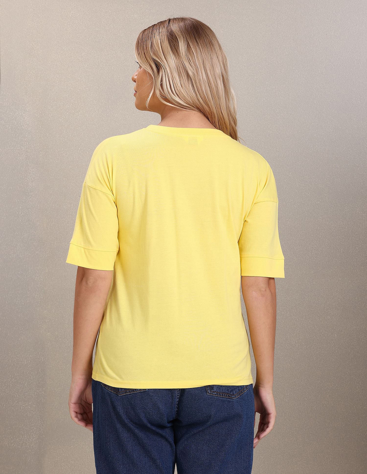 Crew Neck Typography Print T-Shirt Yellow - U.S. POLO ASSN. | Large