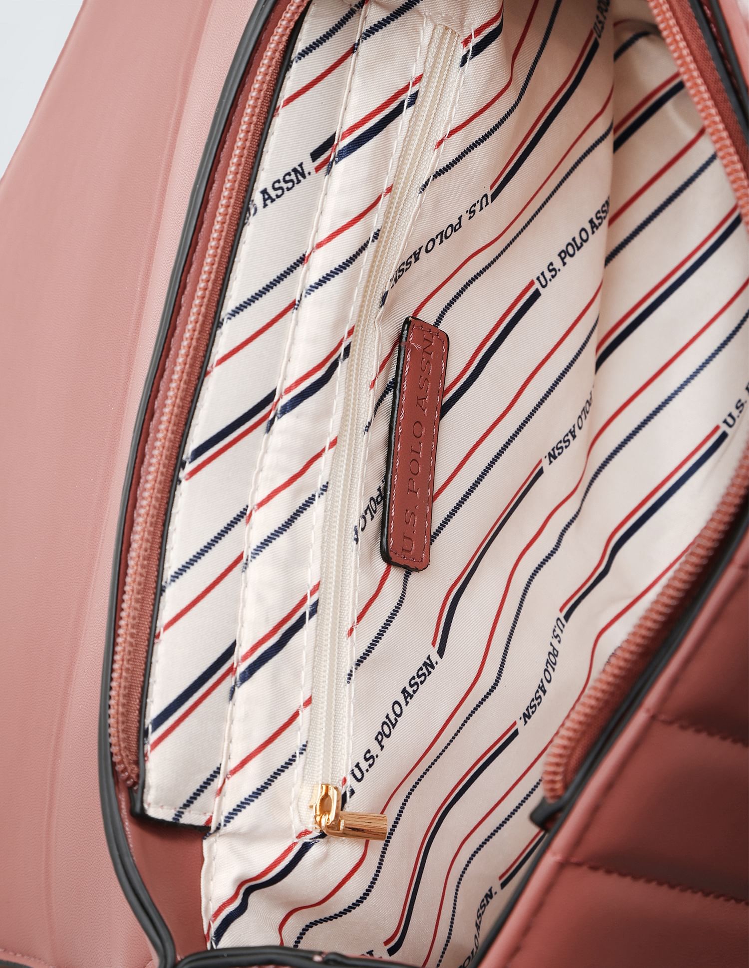 Detachable Strap Quilted Satchel Bag Pink - U.S. POLO ASSN. | Large