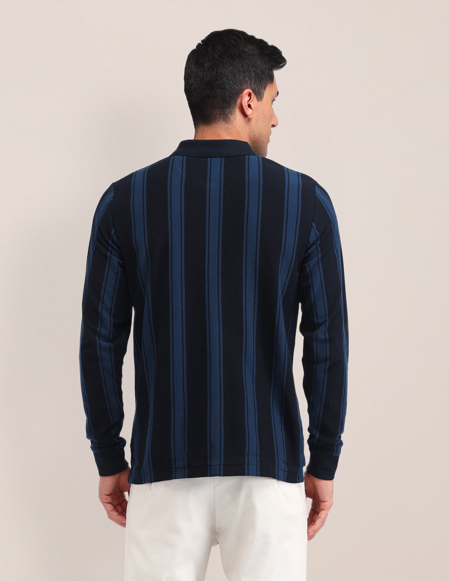 Vertical Striped Cotton Polo Shirt Navy - U.S. POLO ASSN. | Large