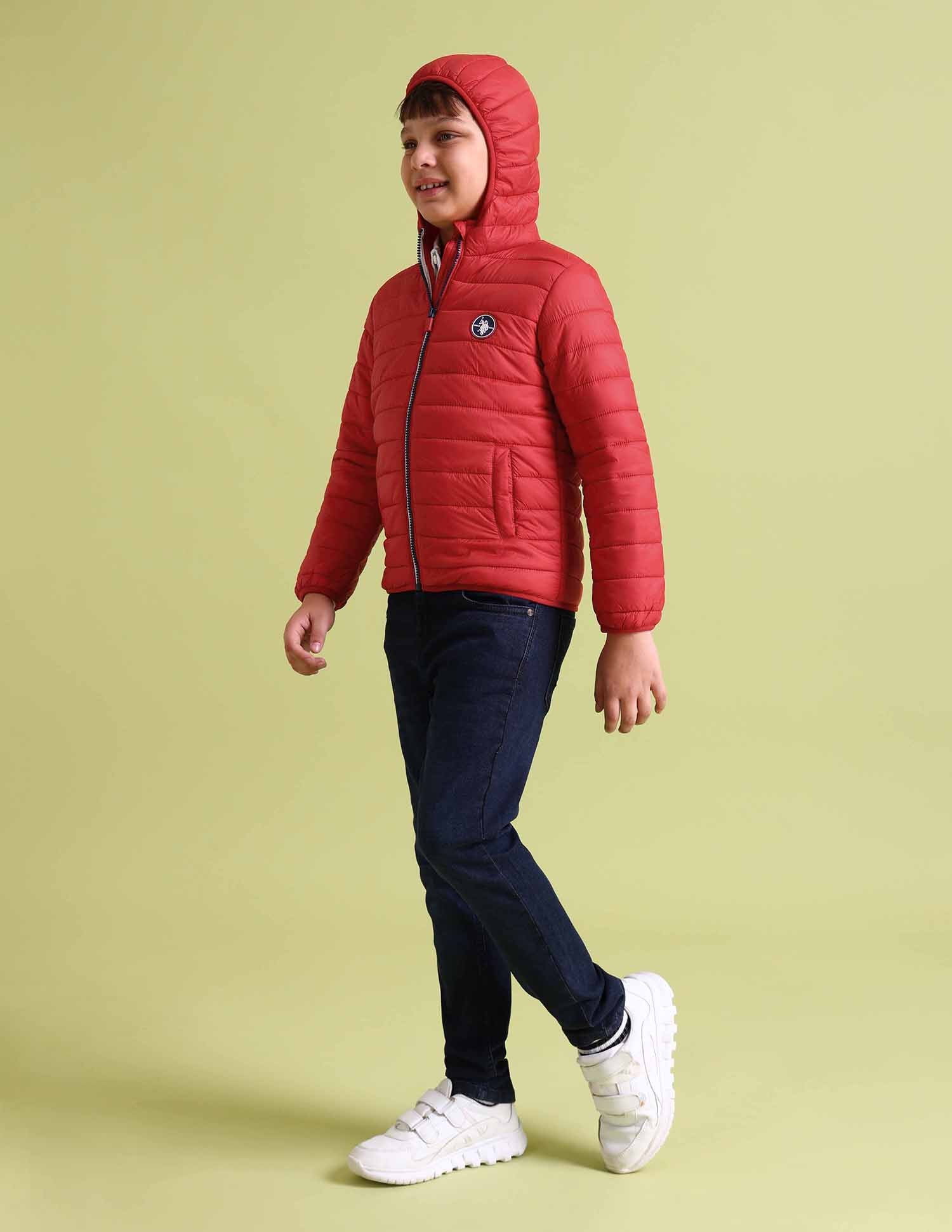 Hooded Solid Puffer Jacket Red - U.S. POLO ASSN. | Large