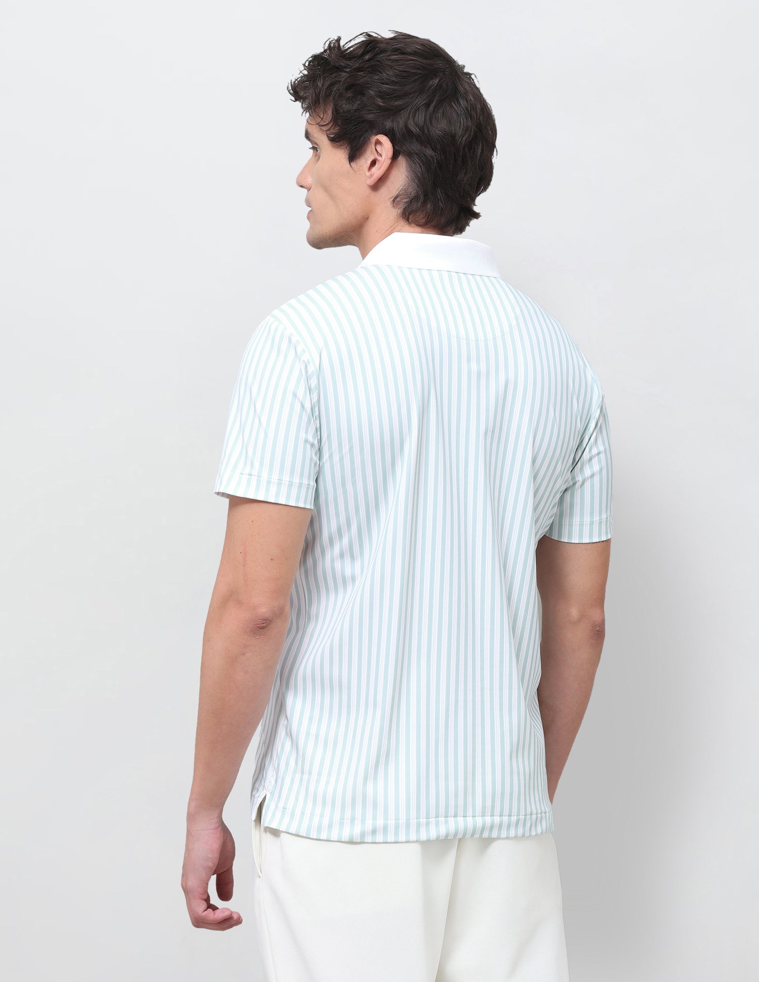 Vertical Striped Slim Fit Polo Shirt Light Green - U.S. Polo Assn. India | Large